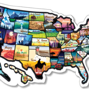 RV State Sticker Travel Map - 23x13 Inch Large Visited USA States Map - Bright Non-Fade 50 US State Stickers - Long-Lasting United States Decals for RV, Camper, Trailer, Motorhome