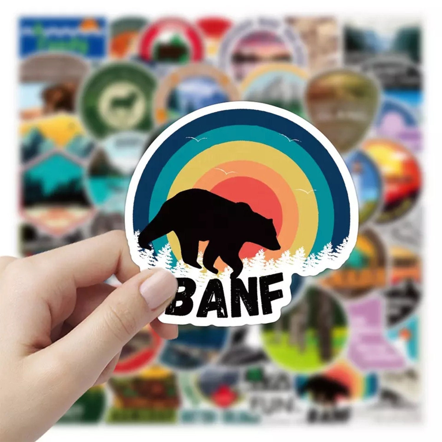 Canadian National Park Stickers - 50 Pcs Sticker Set for Laptop, Suitcase, Scrapbooking - Waterproof Traveling Decals for Water Bottles