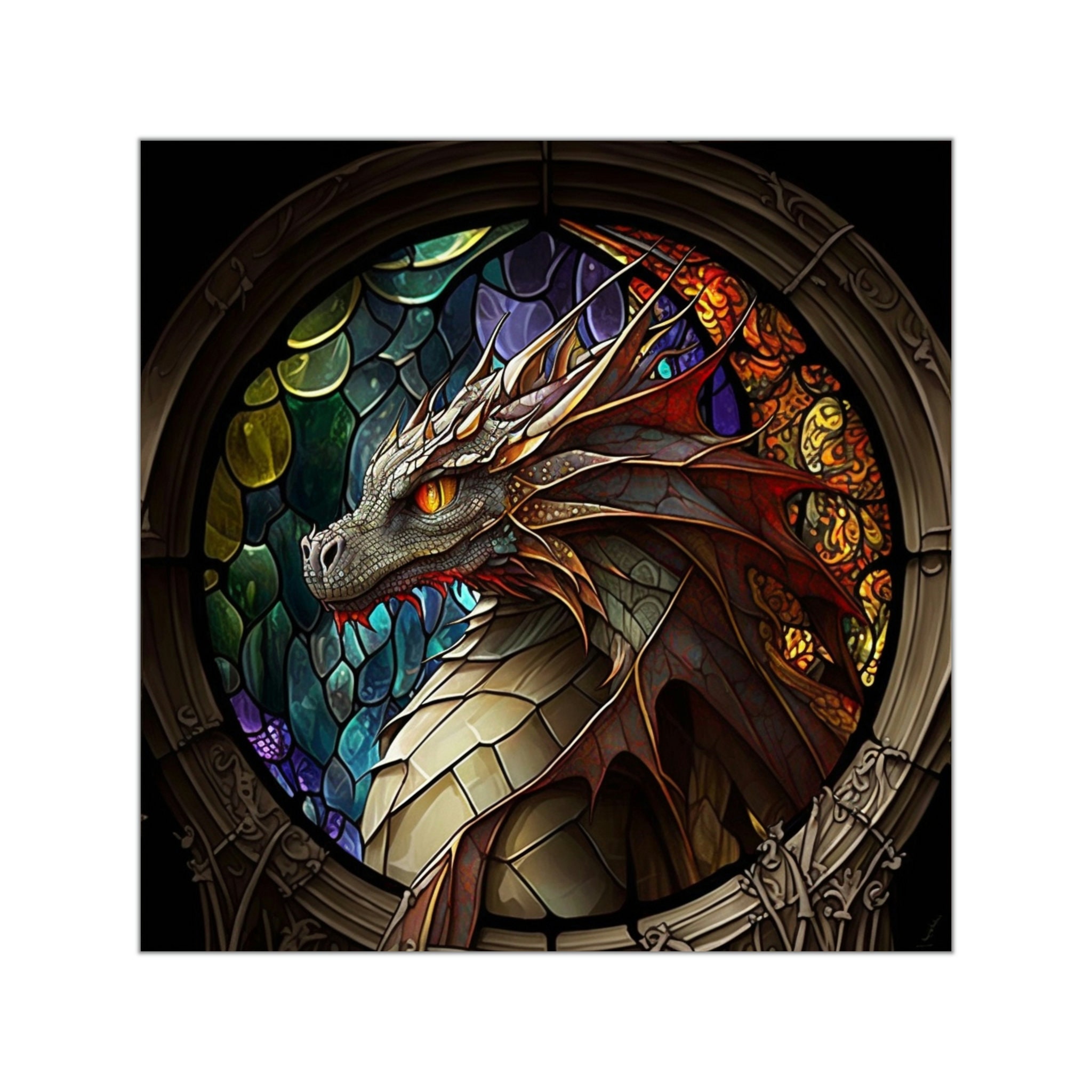 Stained Glass Dragons Sticker - 5 Sizes Available