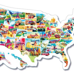 RV State Sticker Travel Map - Large Visited States Map 19 x13 inch - 50 UV-Resistant Waterproof US State Stickers for Door, Window, Wall
