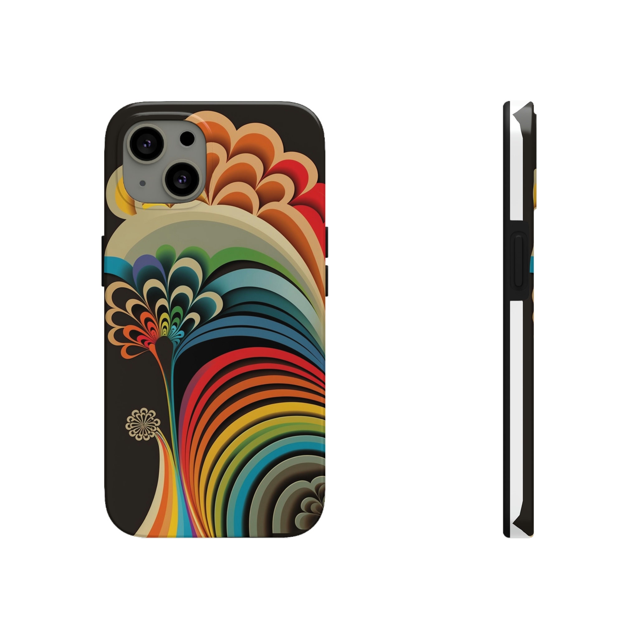 Retro Hand-Drawn Cell Phone Case with Impact-Resistant Design