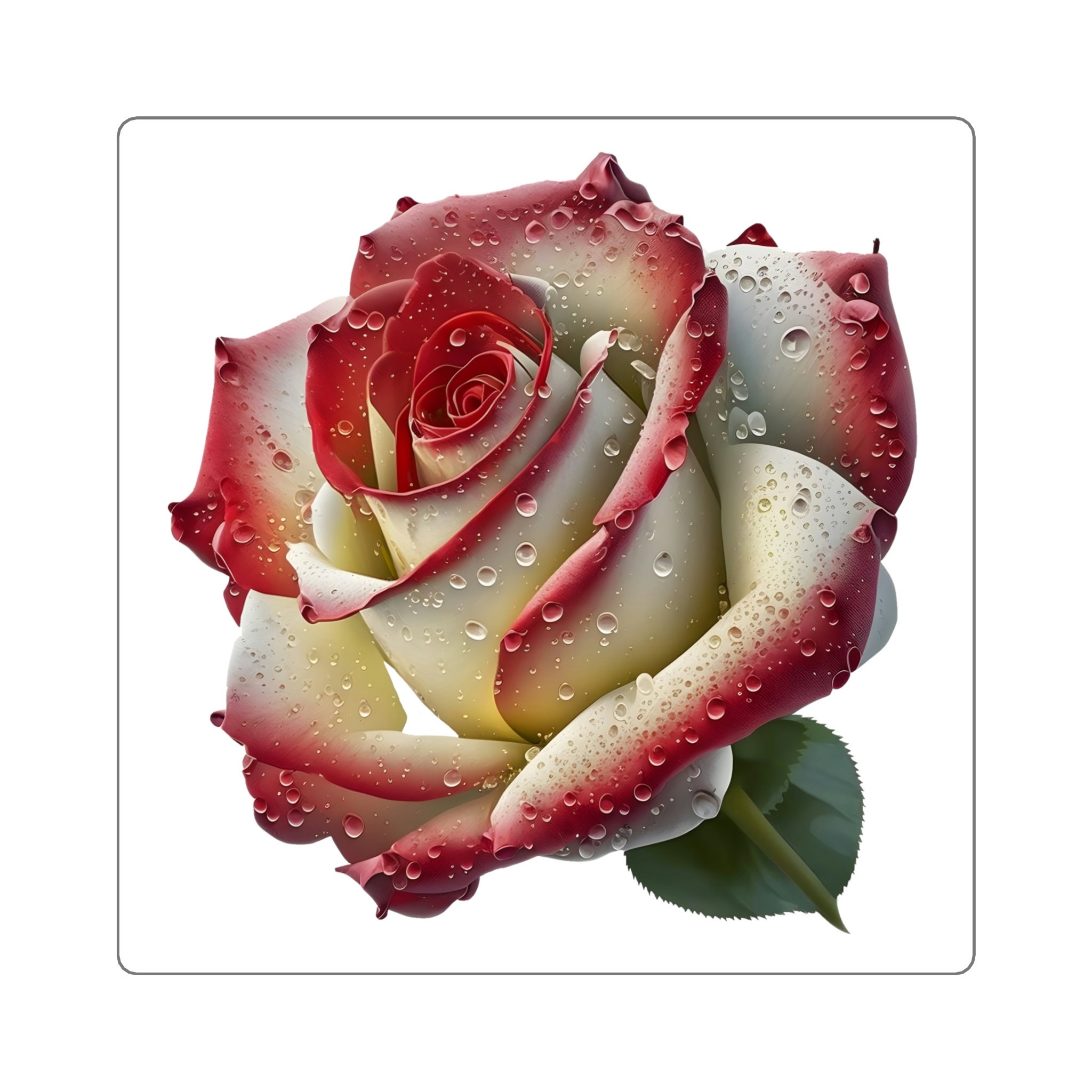 Add a Classic Touch with Our Red and White Hybrid Tea Rose Sticker