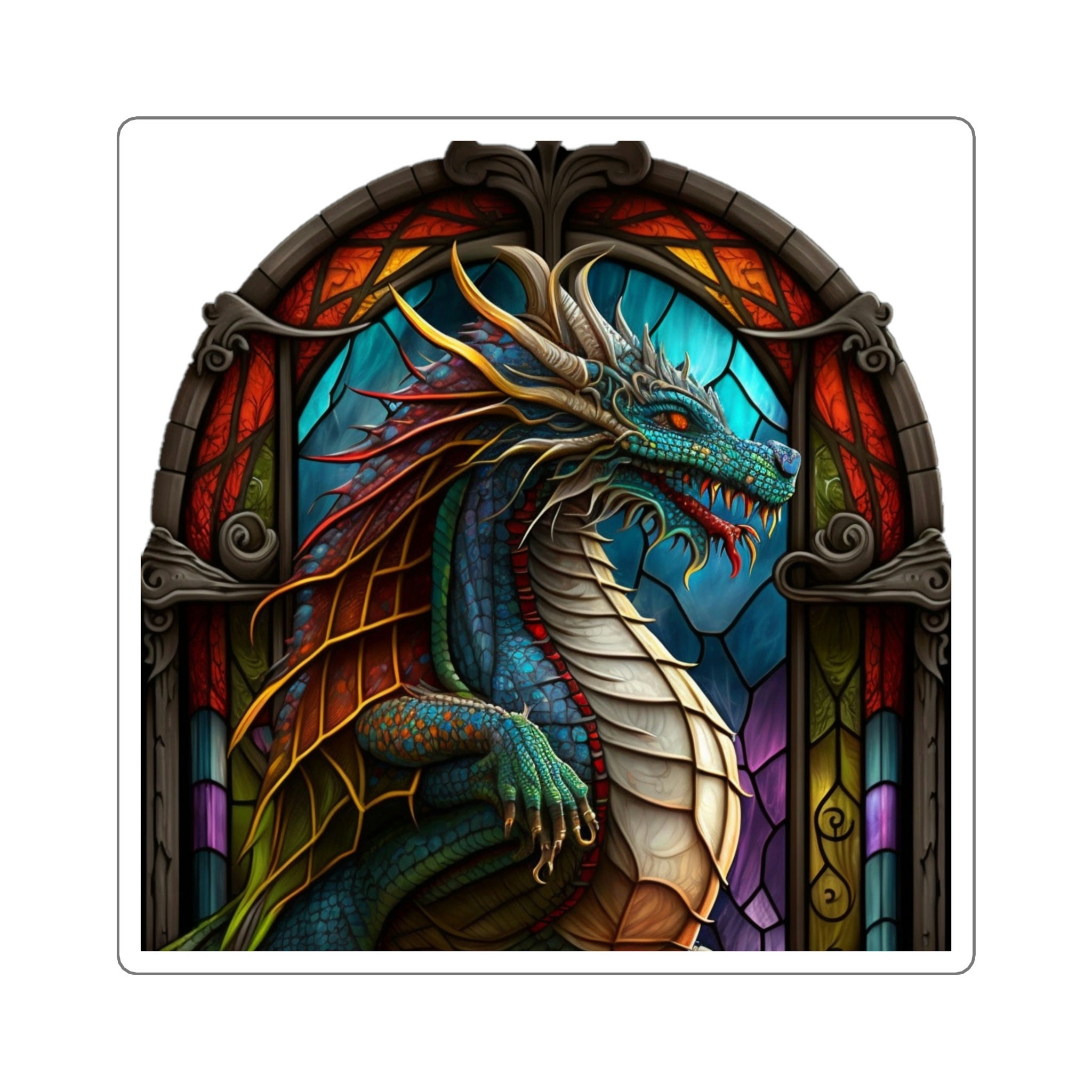 Bring the Magic of Dragons to Life with Our Stained Glass Dragon Sticker