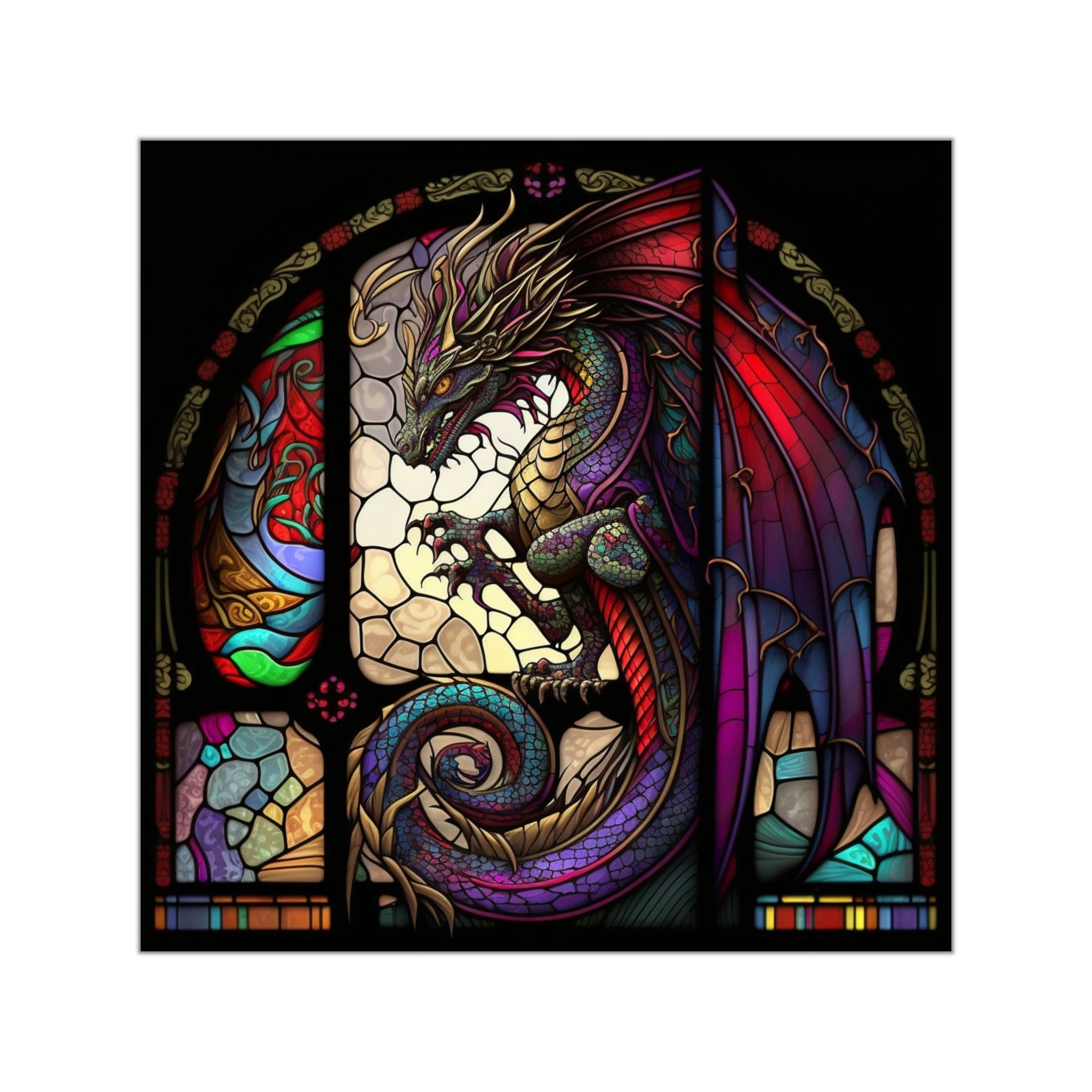 Stained Glass Dragons Sticker - 5 Sizes Available