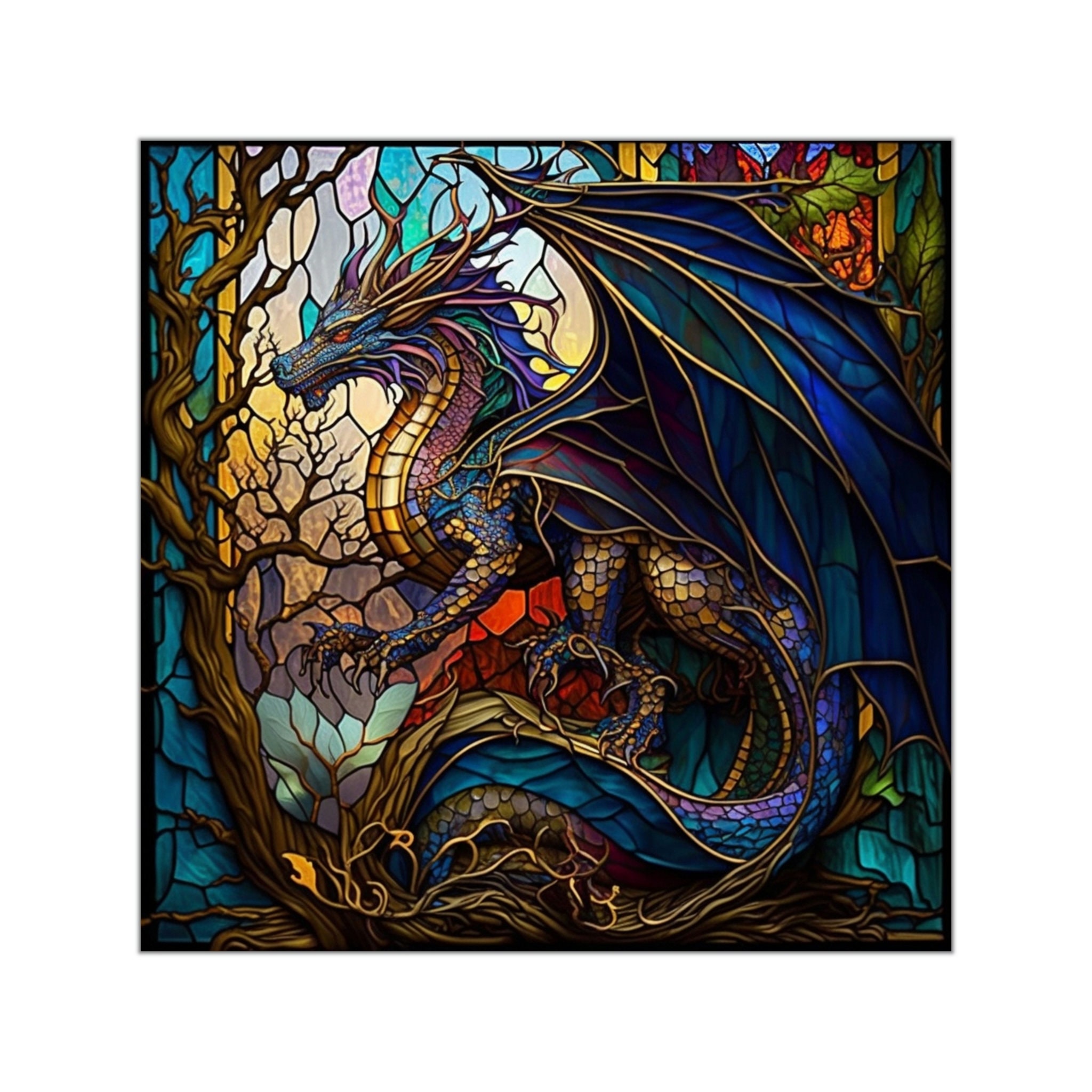 Stained Glass Dragons Sticker in 5 Sizes