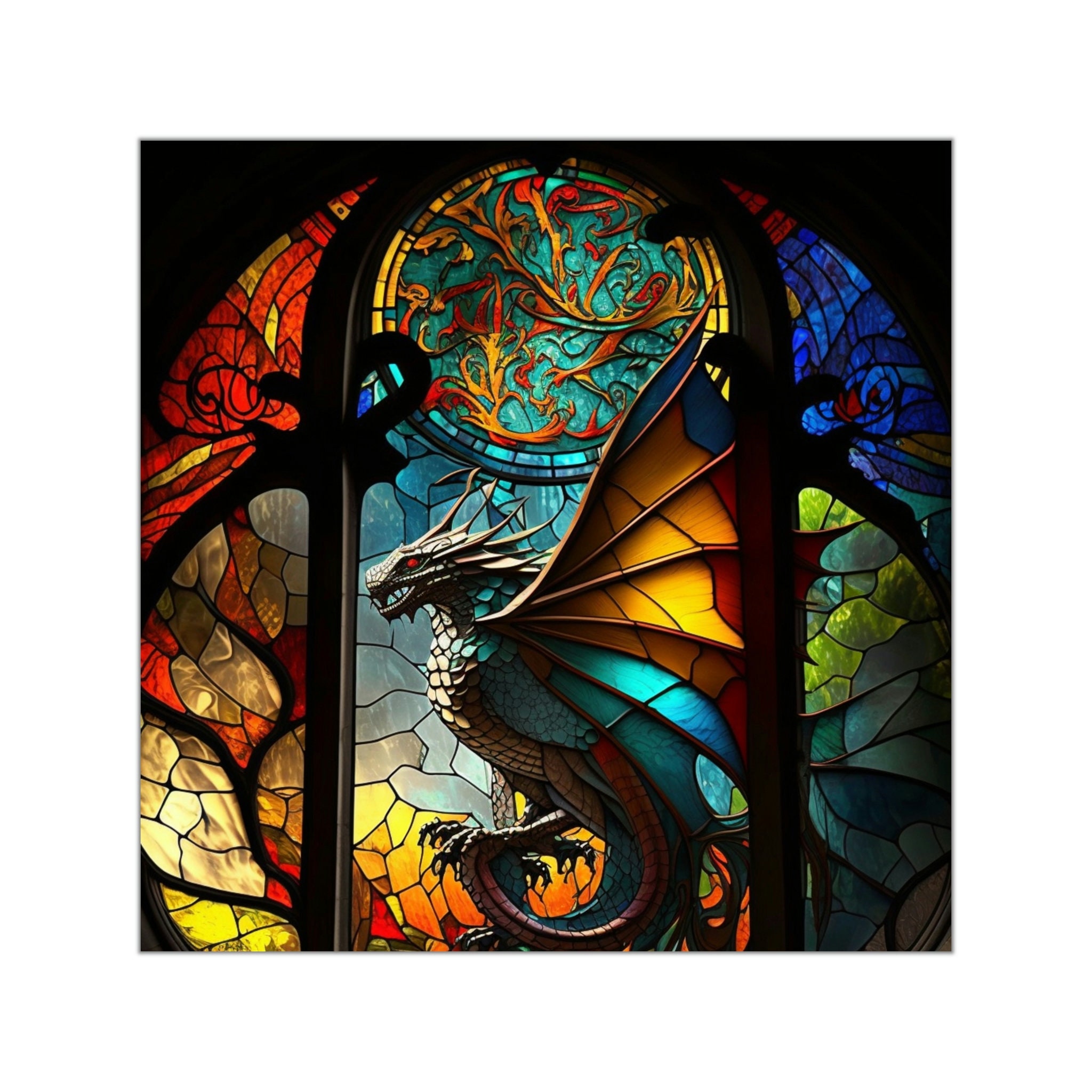 Stained Glass Dragon Sticker - Add a Mystical Flair to Your Everyday Items