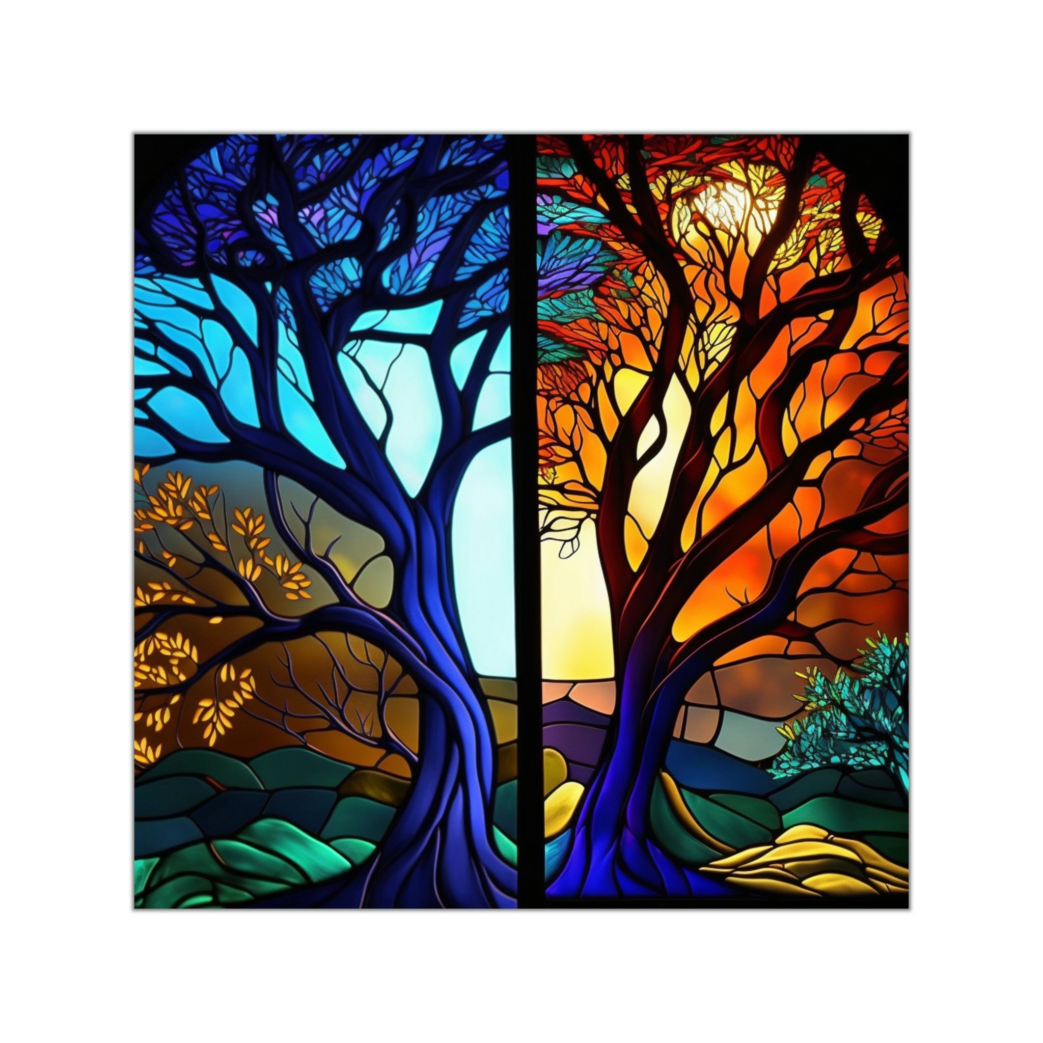 Add a Touch of Artistry to Your Space with Our Stained Glass Tree Sticker