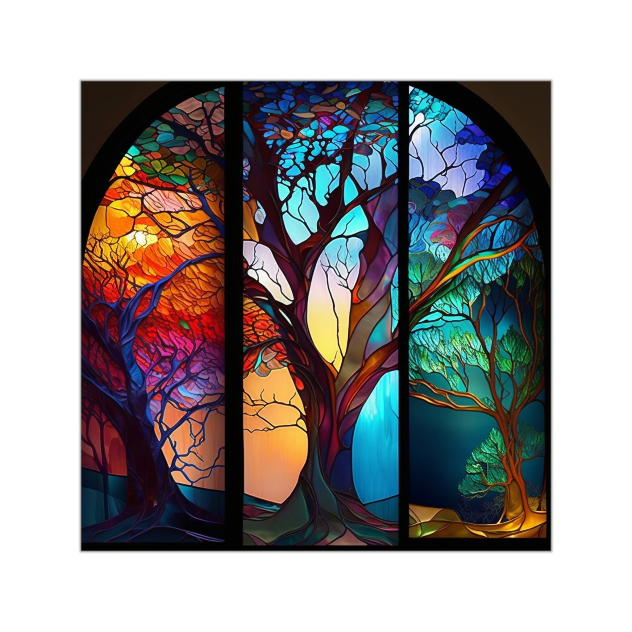 Add a Pop of Color to Your Decor with Our Stained Glass Tree Sticker