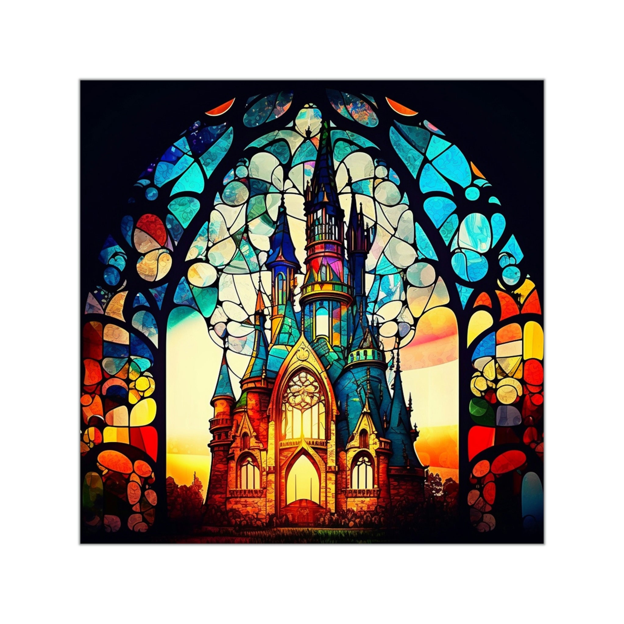 Enchant Your World with our Stained Glass Fantasy Castle Sticker