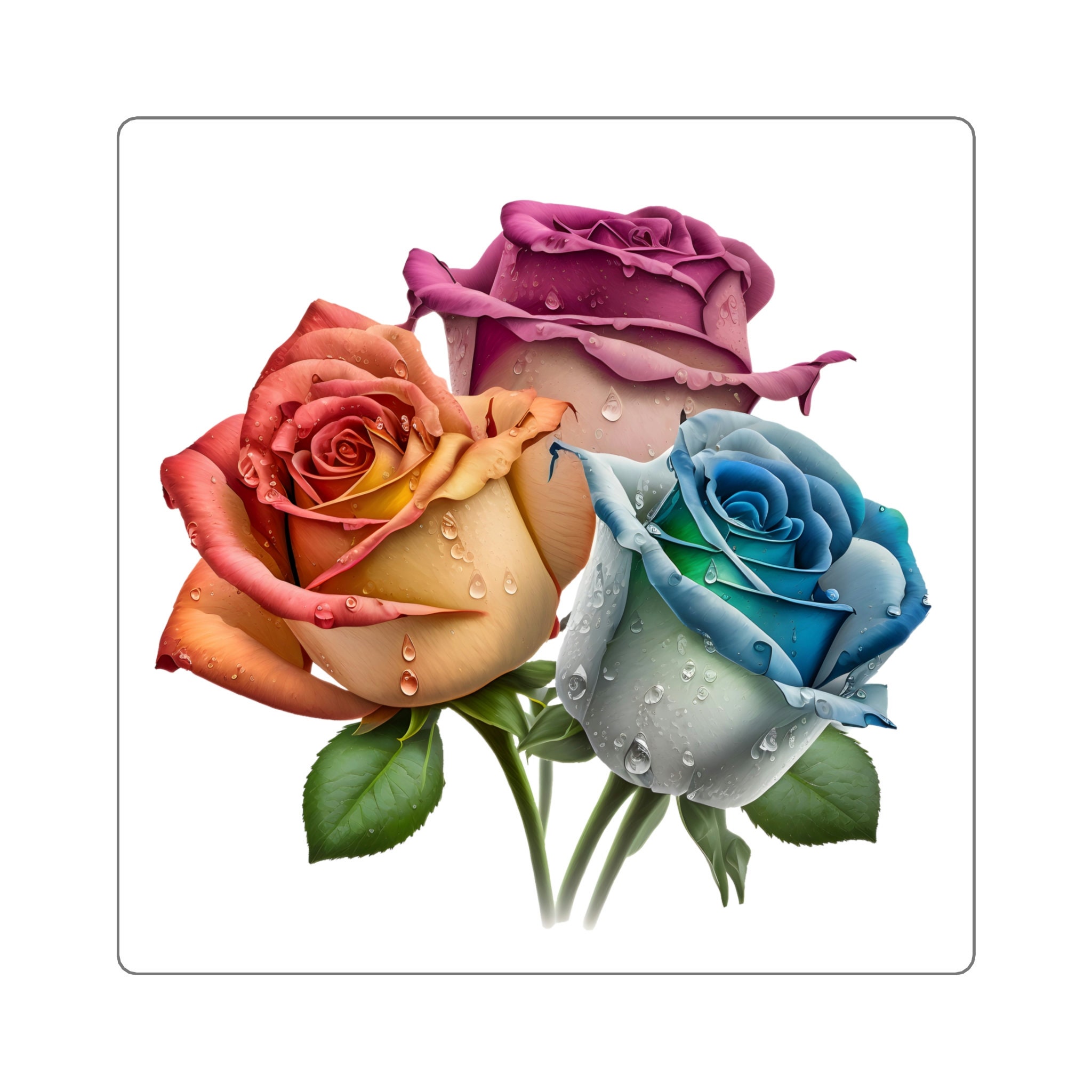 Add a Trio of Beauty with Our Multicolored Hybrid Tea Roses Sticker