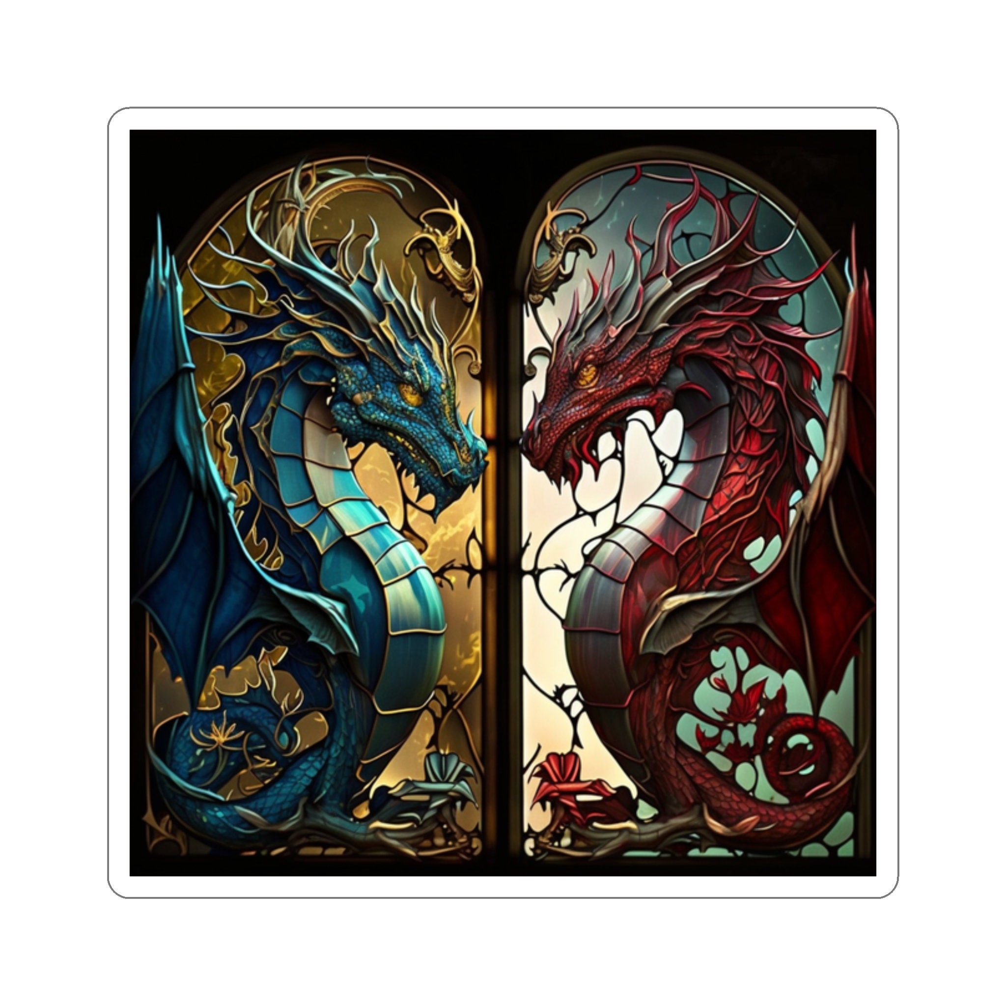Unleash the Magic of Dragons with Our Enchanting Dragon Fantasy Sticker! - 5 Sizes