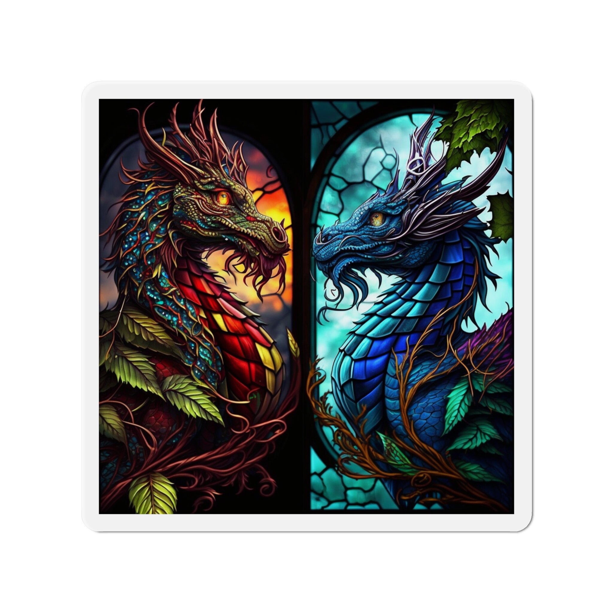 Majestic Dragon Magnet - Unleash the Magic and Ignite Your Imagination! Fantasy-inspired Artwork for Magnetic Surfaces - 5 Sizes