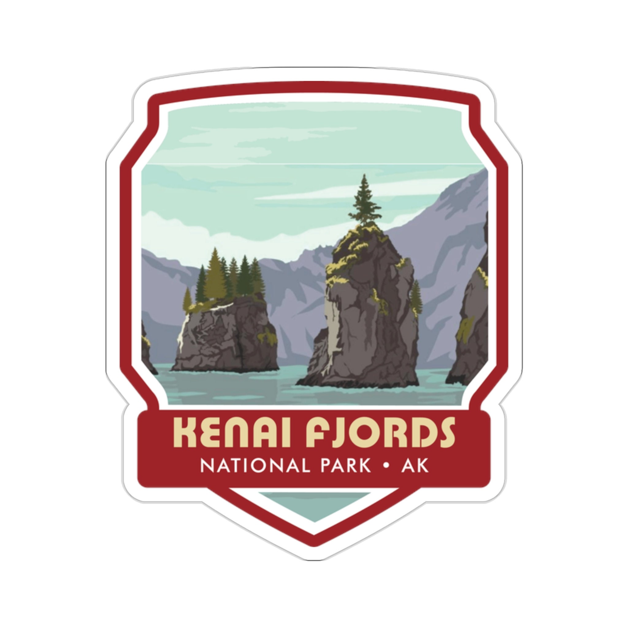 Dive into the Serene Beauty of Kenai Fjords National Park with Our Captivating Sticker! - 5 Stickers