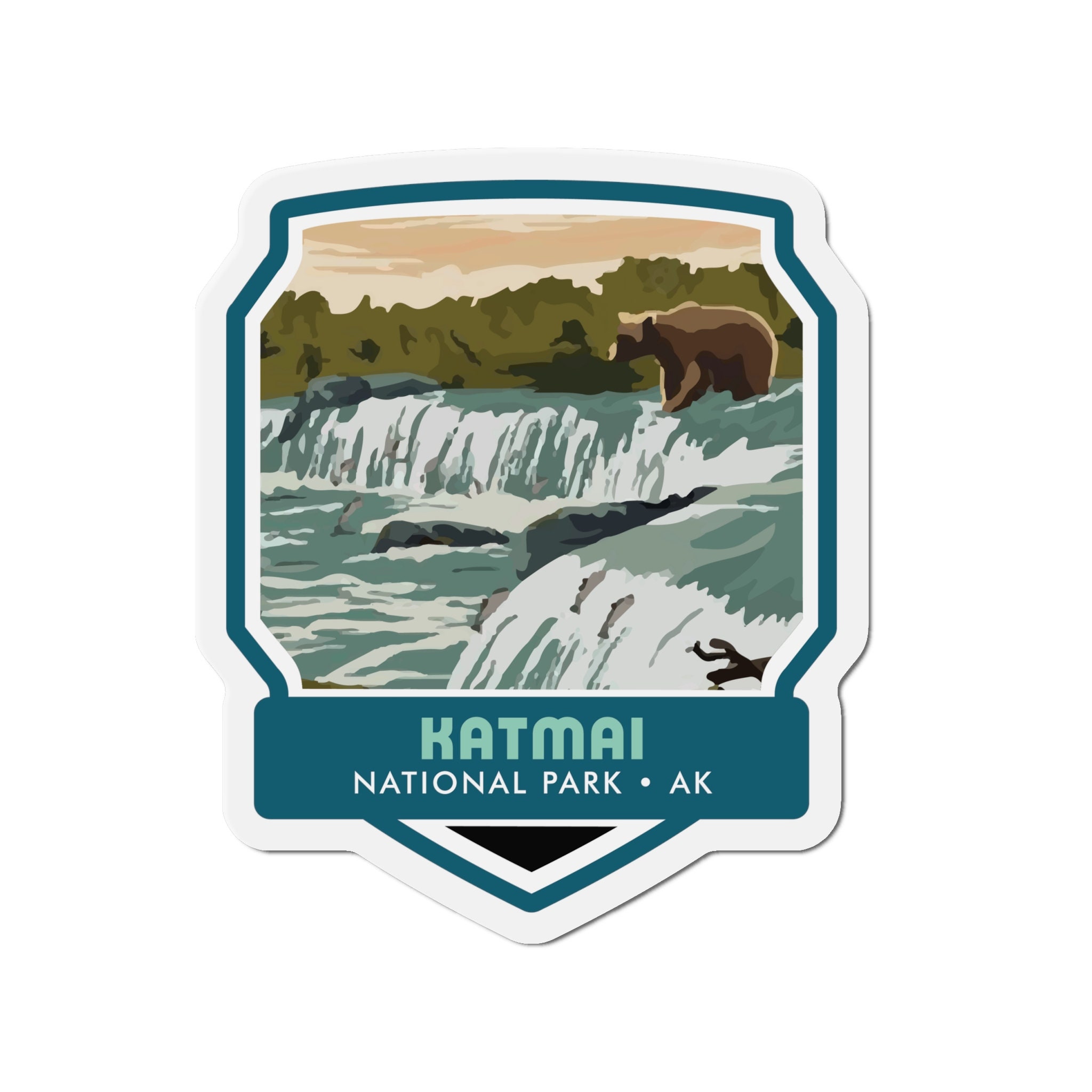 Bring the Untamed Beauty of Katmai National Park to Your Magnetic Surfaces with Our Captivating Magnet! - 5 Sizes