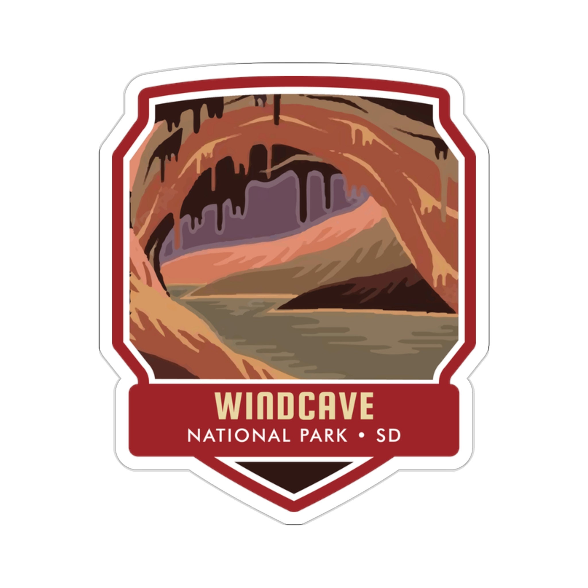Discover the Enchanting Depths of Wind Cave National Park with Our Mesmerizing Sticker! - 5 Sizes