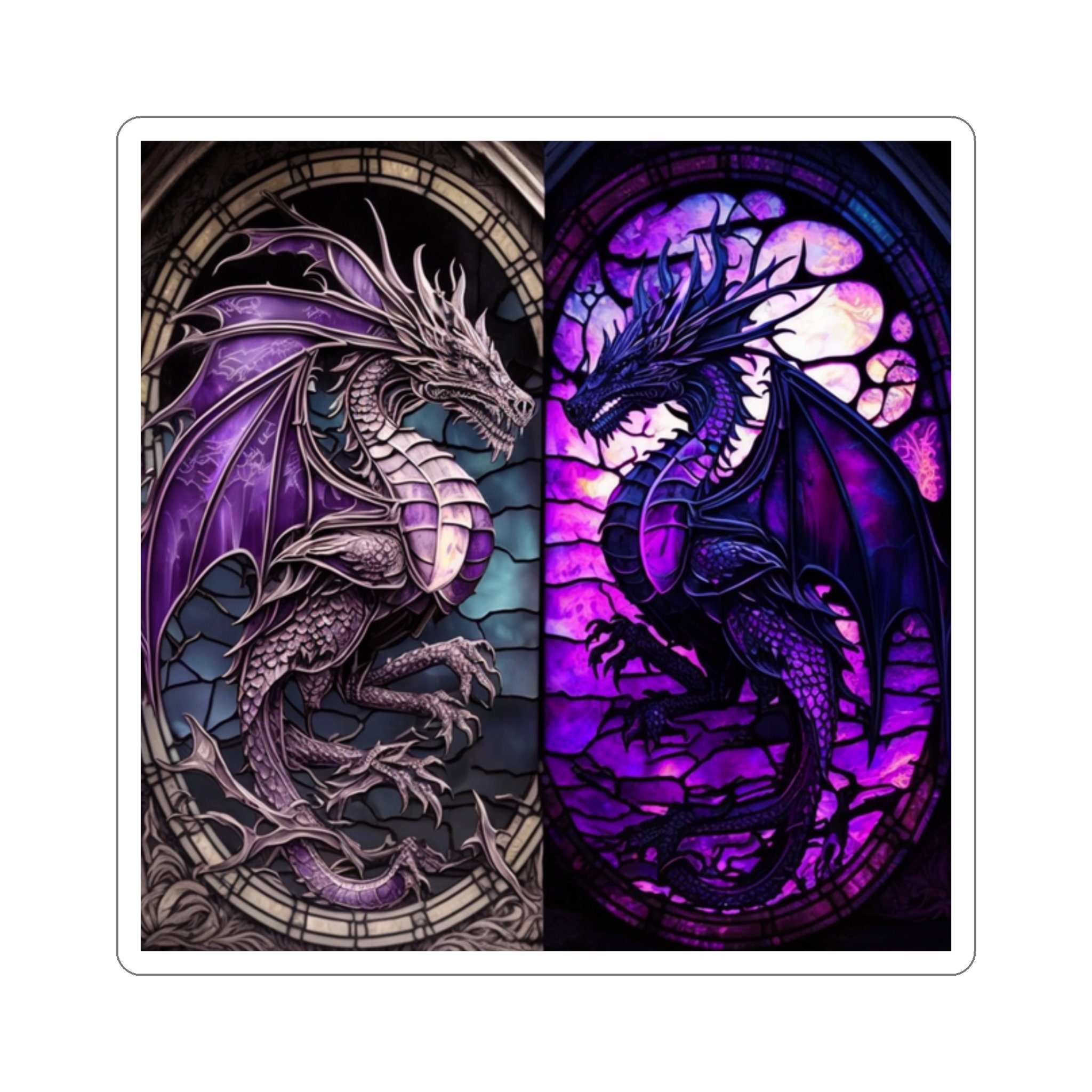 Mystical Stained Glass Dragon Sticker - Unleash the Power and Magic of Dragons! Fantasy-inspired Artwork for Personalized Style - 5 Sizes