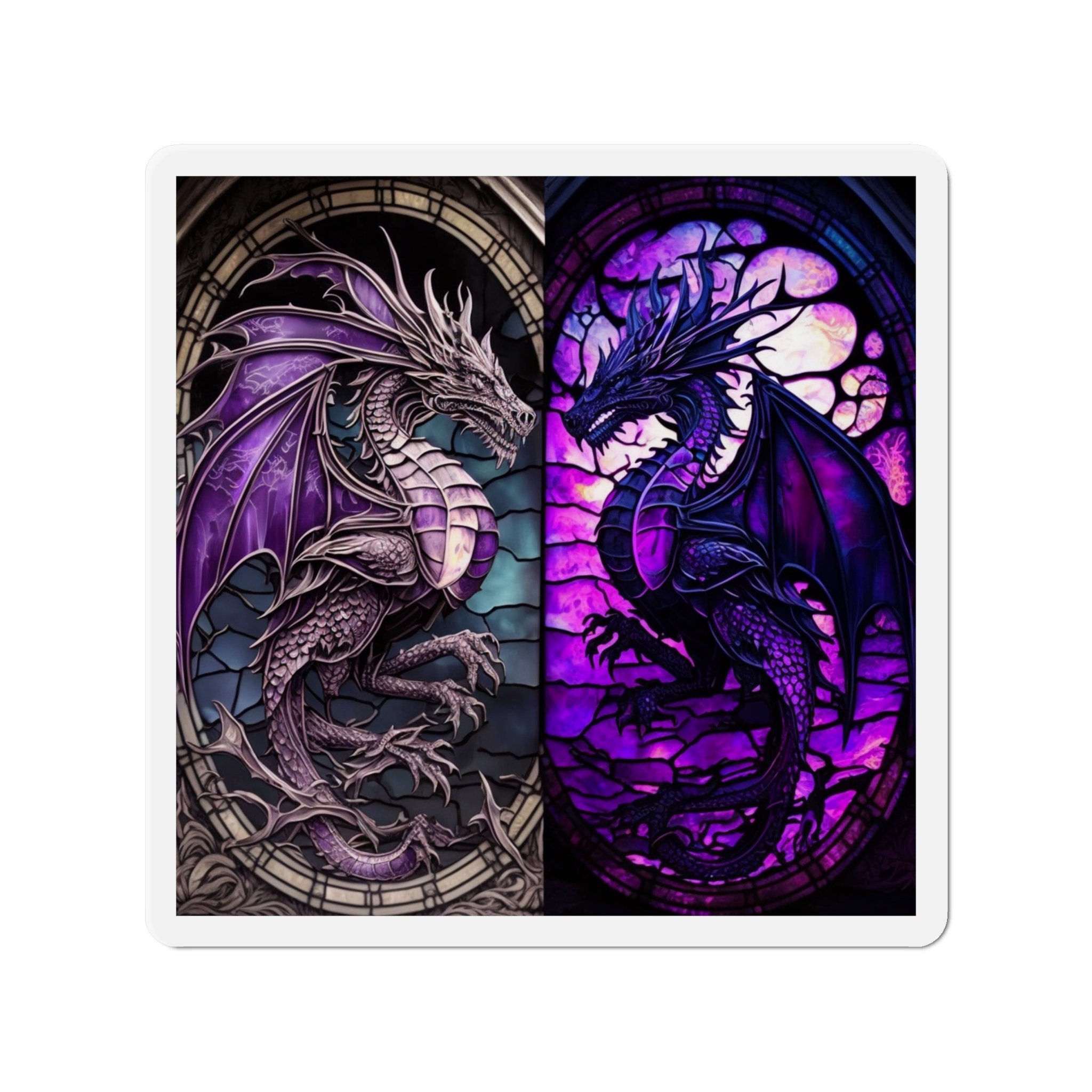 Enchanted Stained Glass Dragon Magnet - Unleash the Power of Imagination! Add a Touch of Magic to Your World - 5 Sizes