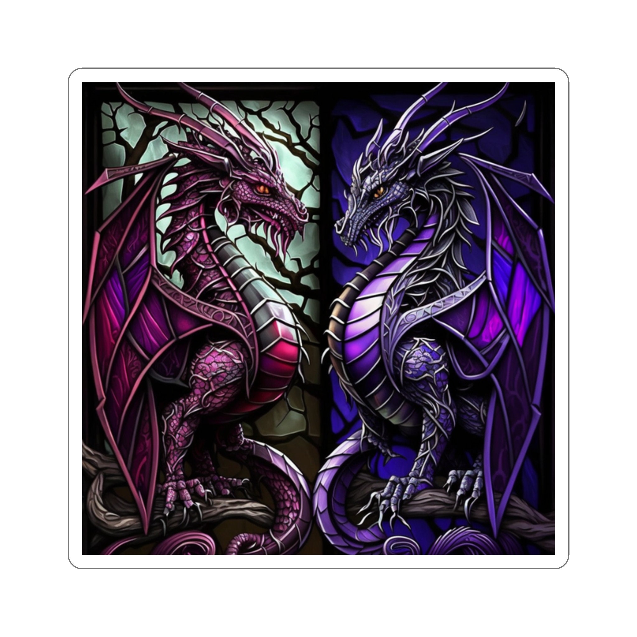 Enchanted Stained Glass Dragon Sticker - Ignite Your Imagination and Embrace the Magic! Bring the Power of Dragons to Your World - 5 Sizes