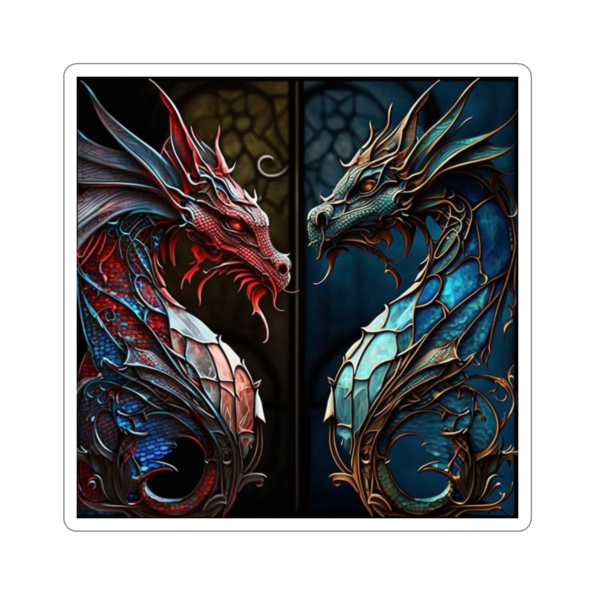 Enchanted Stained Glass Dragon Sticker - Awaken the Magic and Embrace the Power! Let Dragons Bring Mystical Wonder to Your World - 5 Sizes