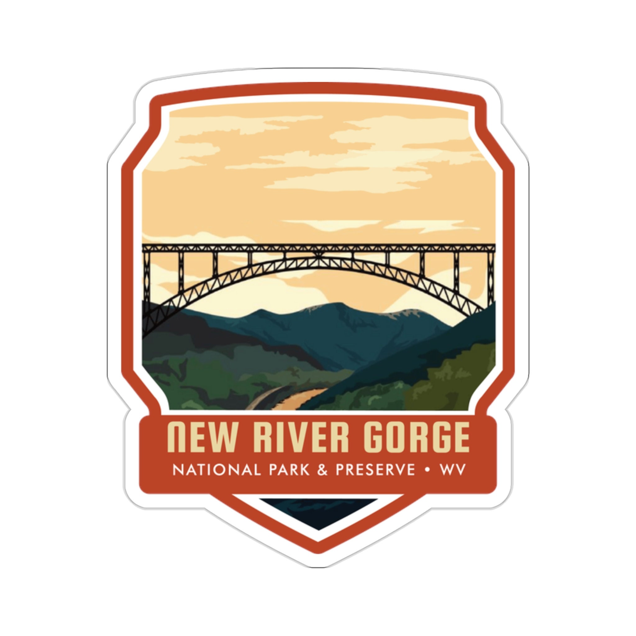 Discover the Breathtaking New River Gorge National Park with Our Striking Sticker! - 5 Sizes