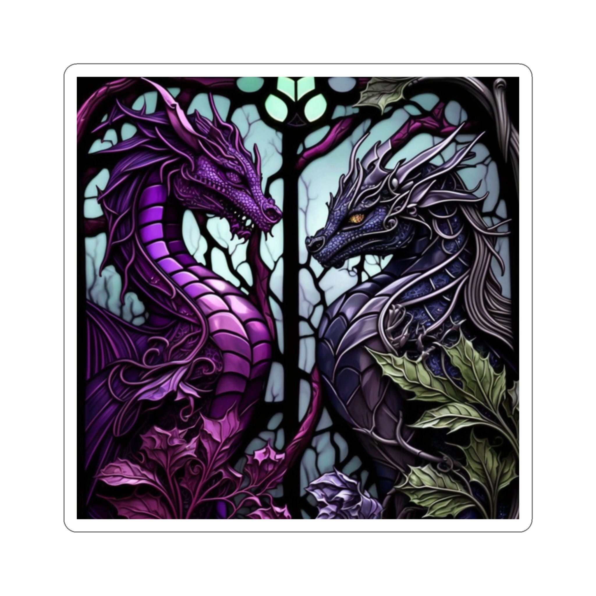 Mystical Stained Glass Dragon Sticker - Unleash the Power and Magic of Dragons! Fantasy-inspired Artwork for Any Surface - 5 Sizes