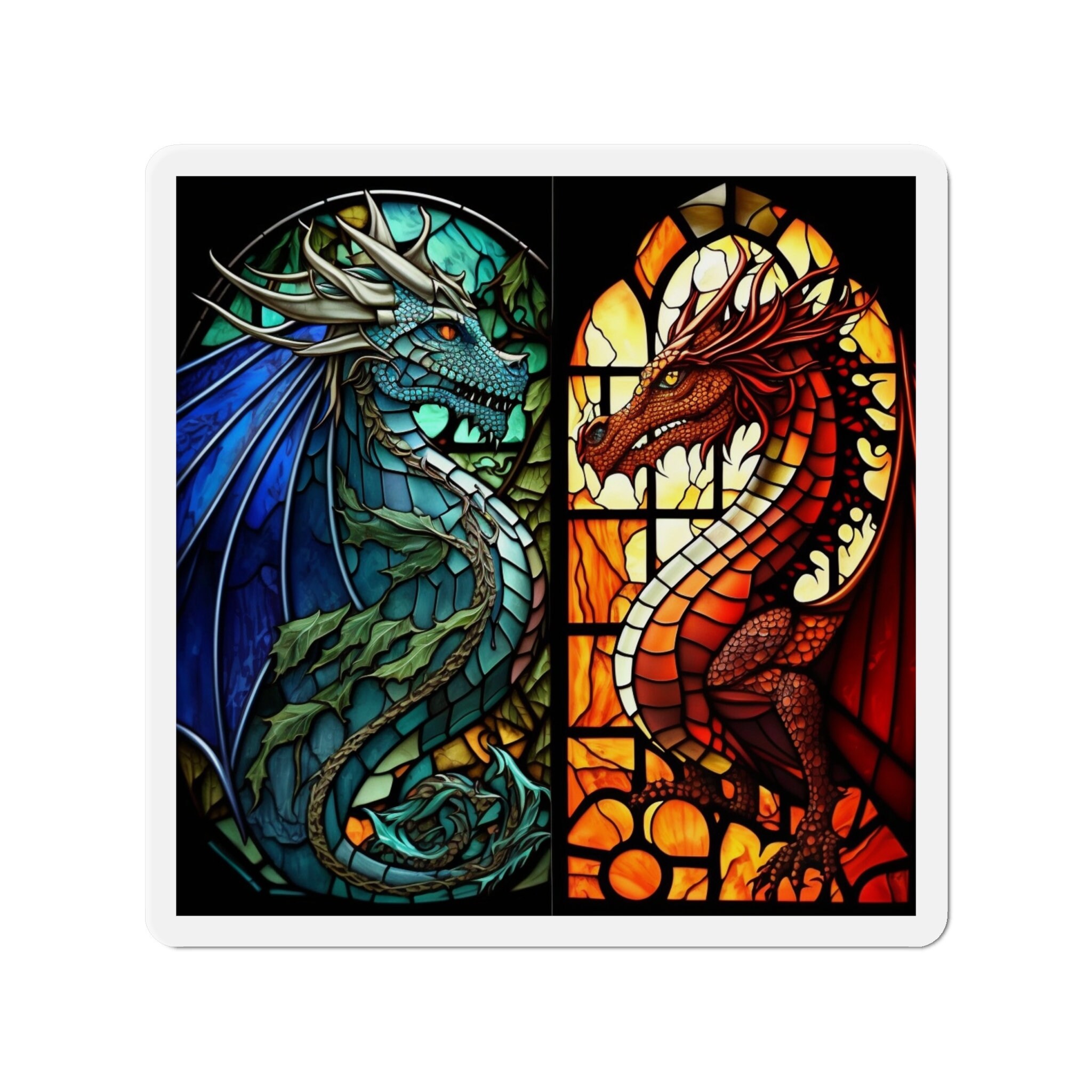 Enchanted Stained Glass Dragon Magnet - Awaken the Magic and Embrace the Power! Let Dragons Bring Mystical Wonder to Your World - 5 Sizes