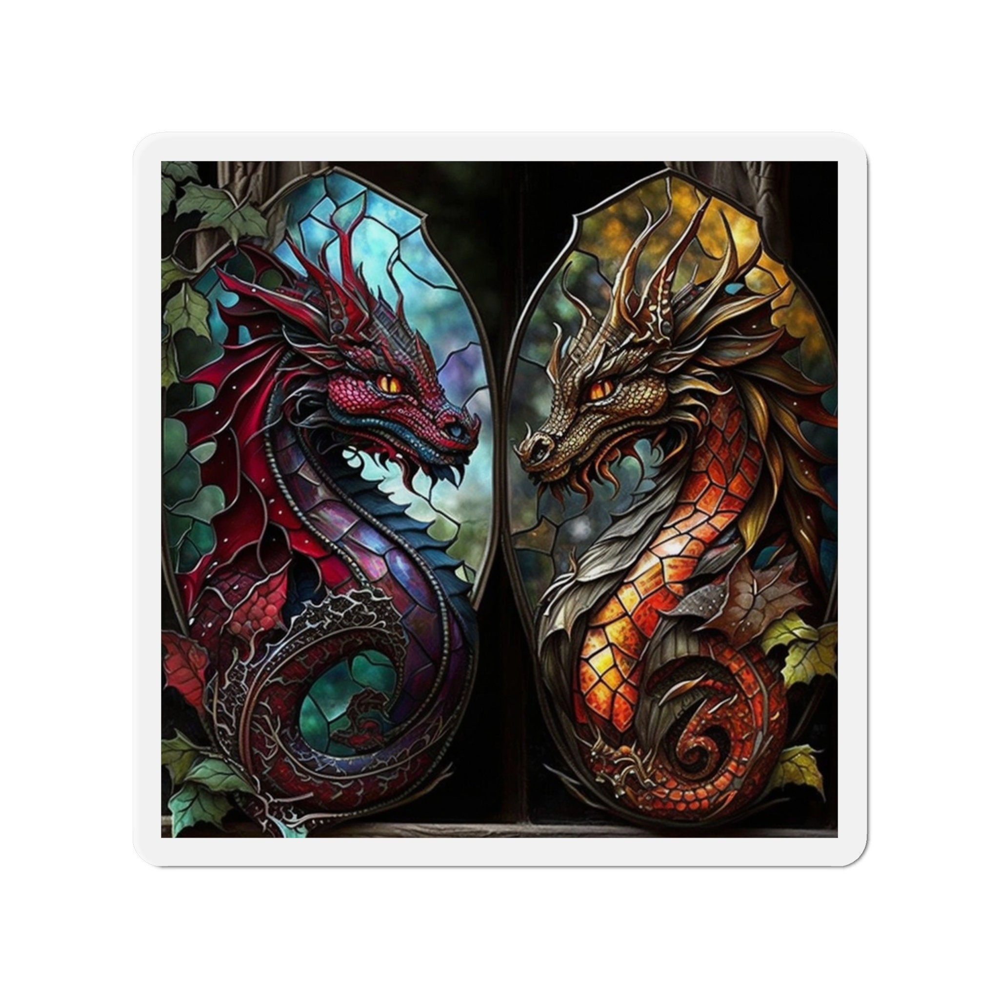 Enchanted Stained Glass Dragon Magnet - Awaken the Magic and Embrace the Power! Let Dragons Bring Mystical Wonder to Your World - 5 Sizes