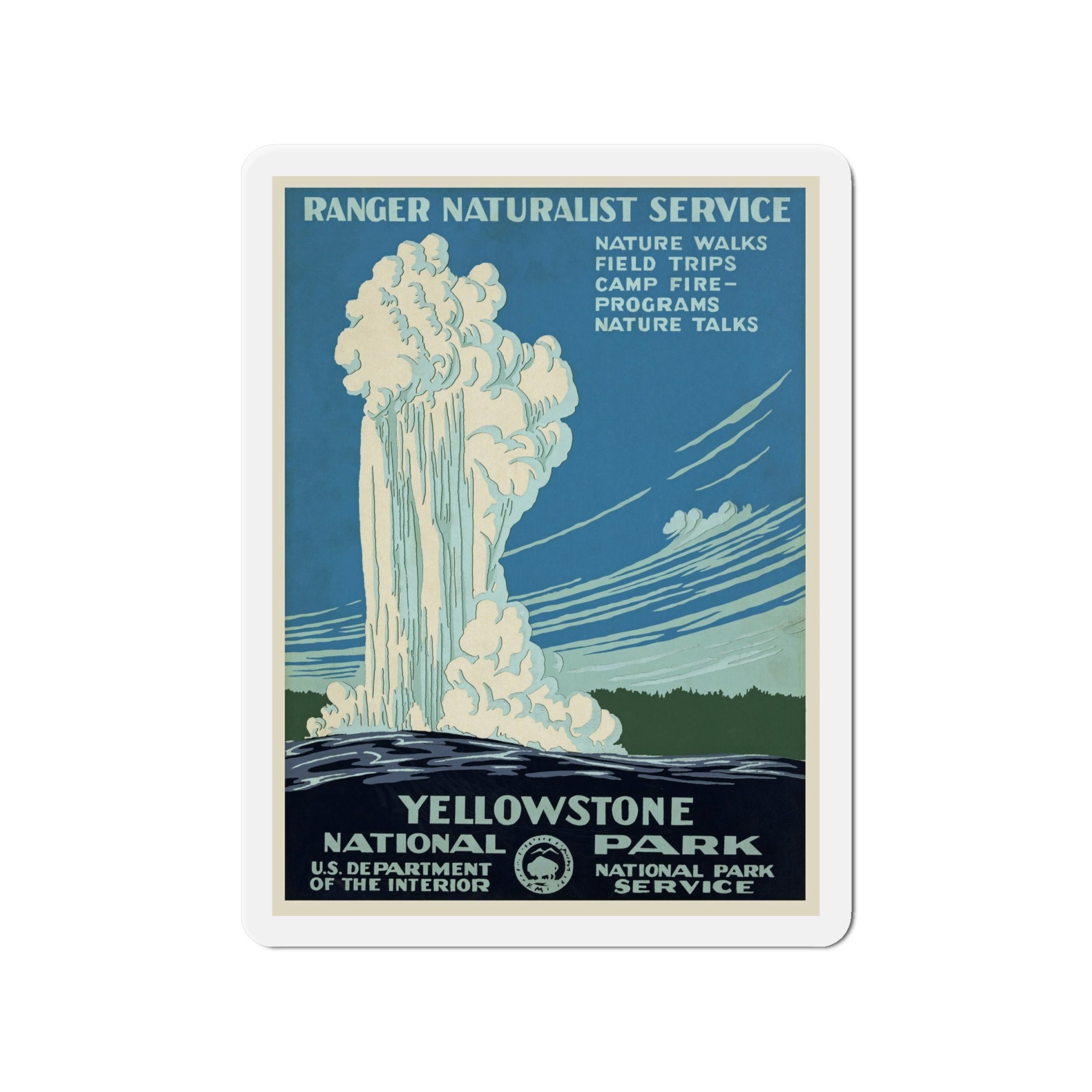 Yellowstone National Park Adventure Magnet - Weather-Resistant Vinyl, Hand-Drawn Design - 2 to 6 Inches