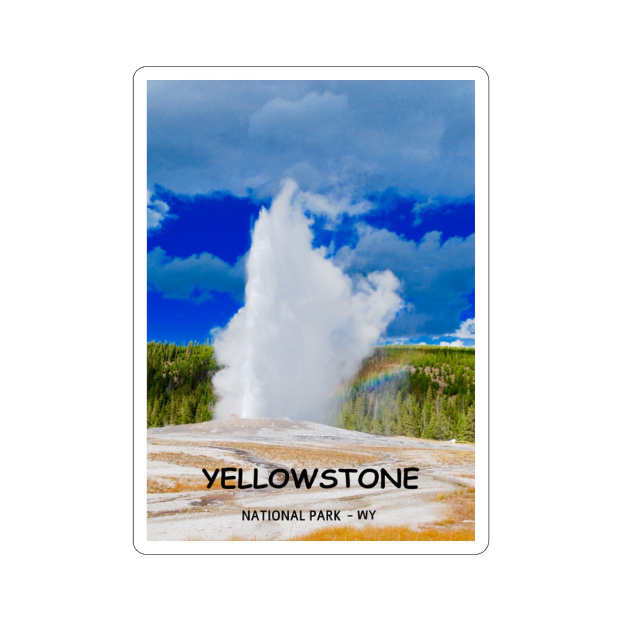 Yellowstone National Park Adventure Sticker - Weather-Resistant Vinyl, Hand-Drawn Design - 2 to 6 Inches