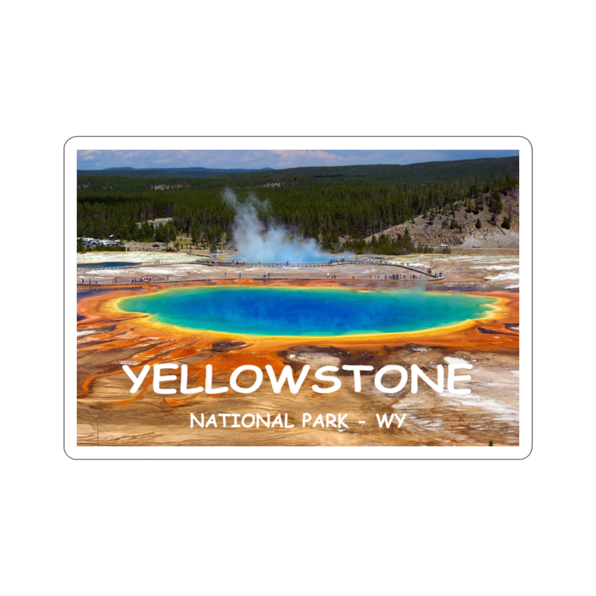 Yellowstone National Park Adventure Sticker - Durable Vinyl, Hand-Drawn Design - 2 to 6 Inches