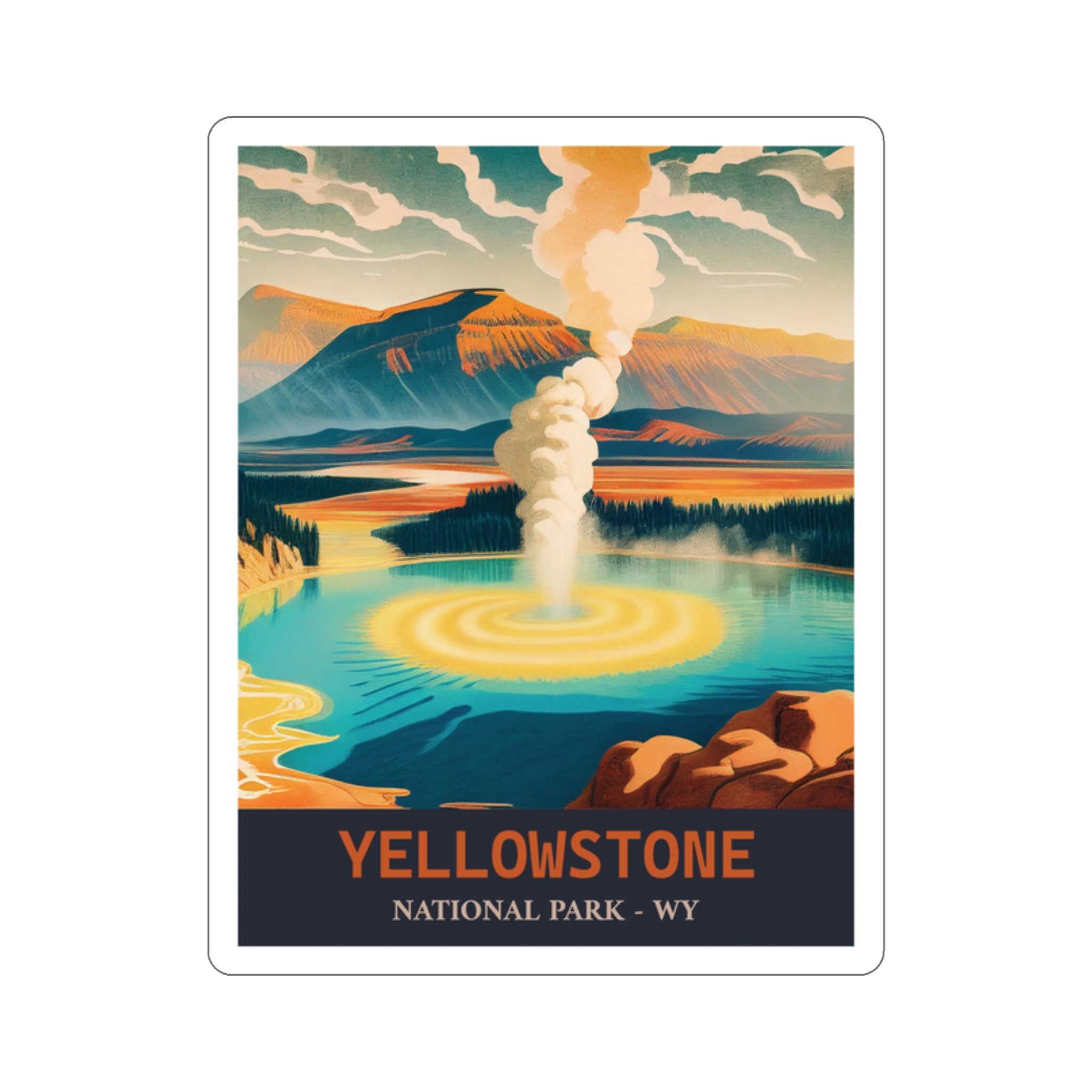 Vintage Old Faithful Sticker - Premium Vinyl, Hand-Drawn Design - 2 to 6 Inches