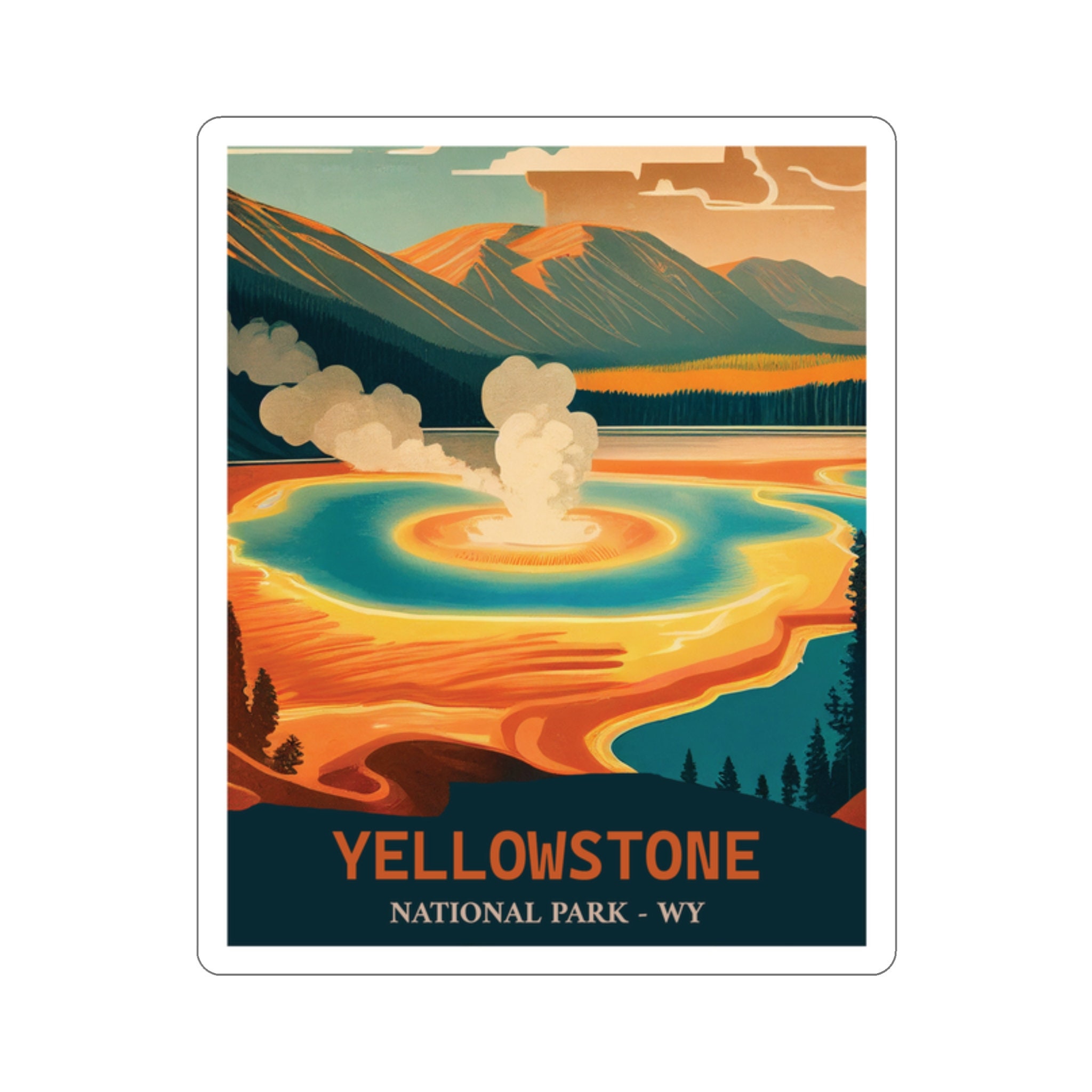 Vintage Old Faithful Sticker - Premium Vinyl, Hand-Drawn Design - 2 to 6 Inches