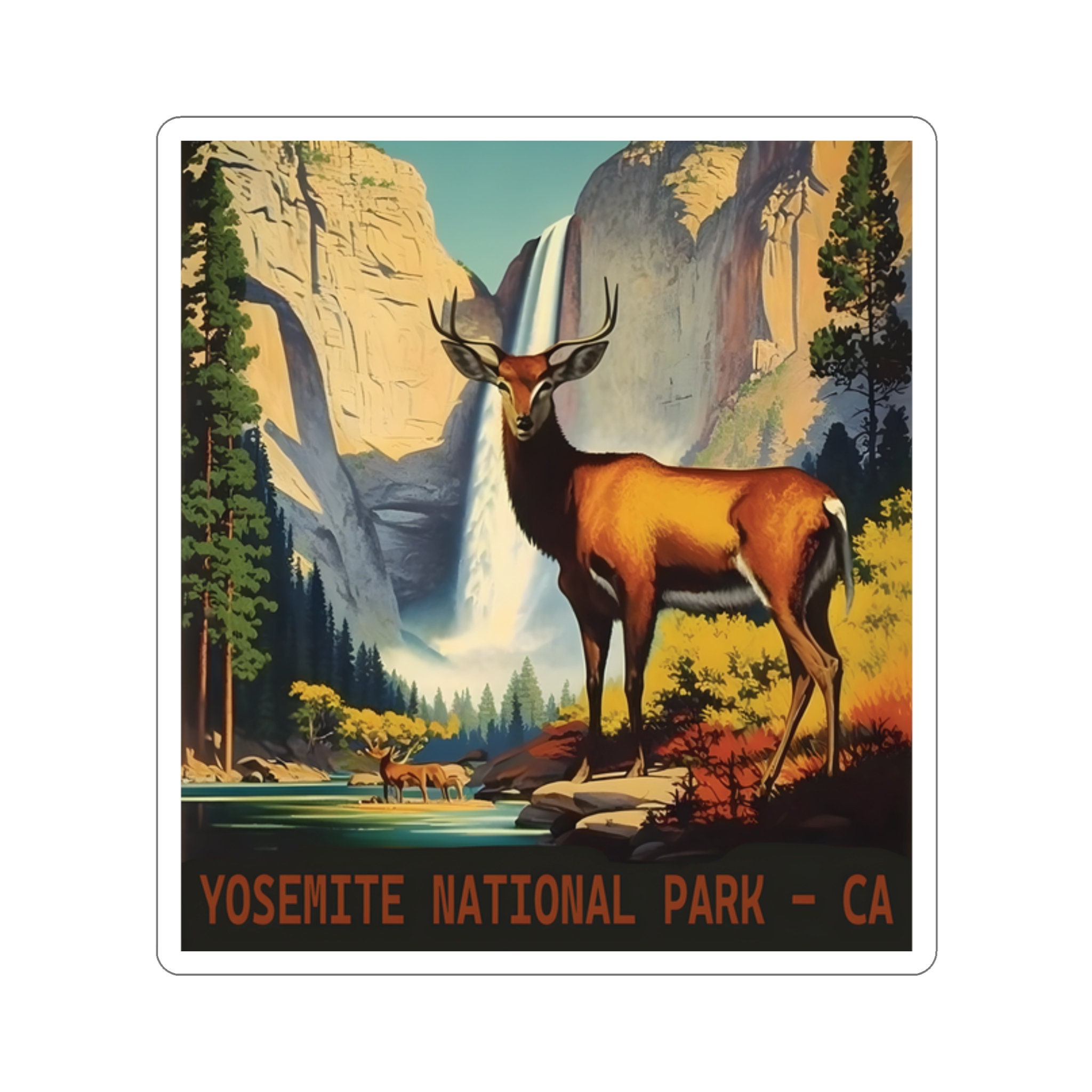 Vintage Yosemite Adventure Sticker - Premium Vinyl, Hand-Drawn Design - 2 to 6 Inches