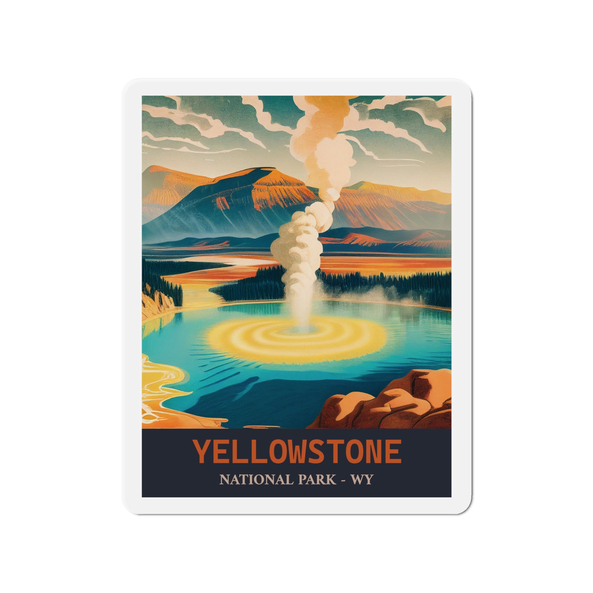 Vintage Old Faithful Magnet - Premium Vinyl, Hand-Drawn Design - 2 to 6 Inches