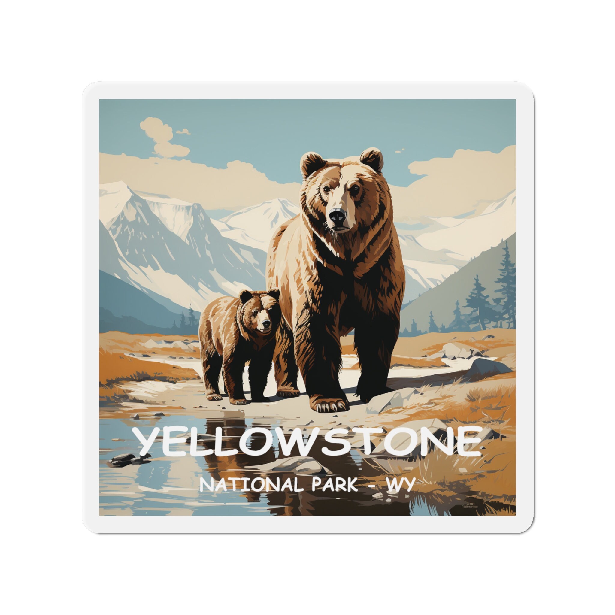 ellowstone Adventure Magnet - Premium Vinyl, Hand-Drawn Design - 2 to 6 Inches