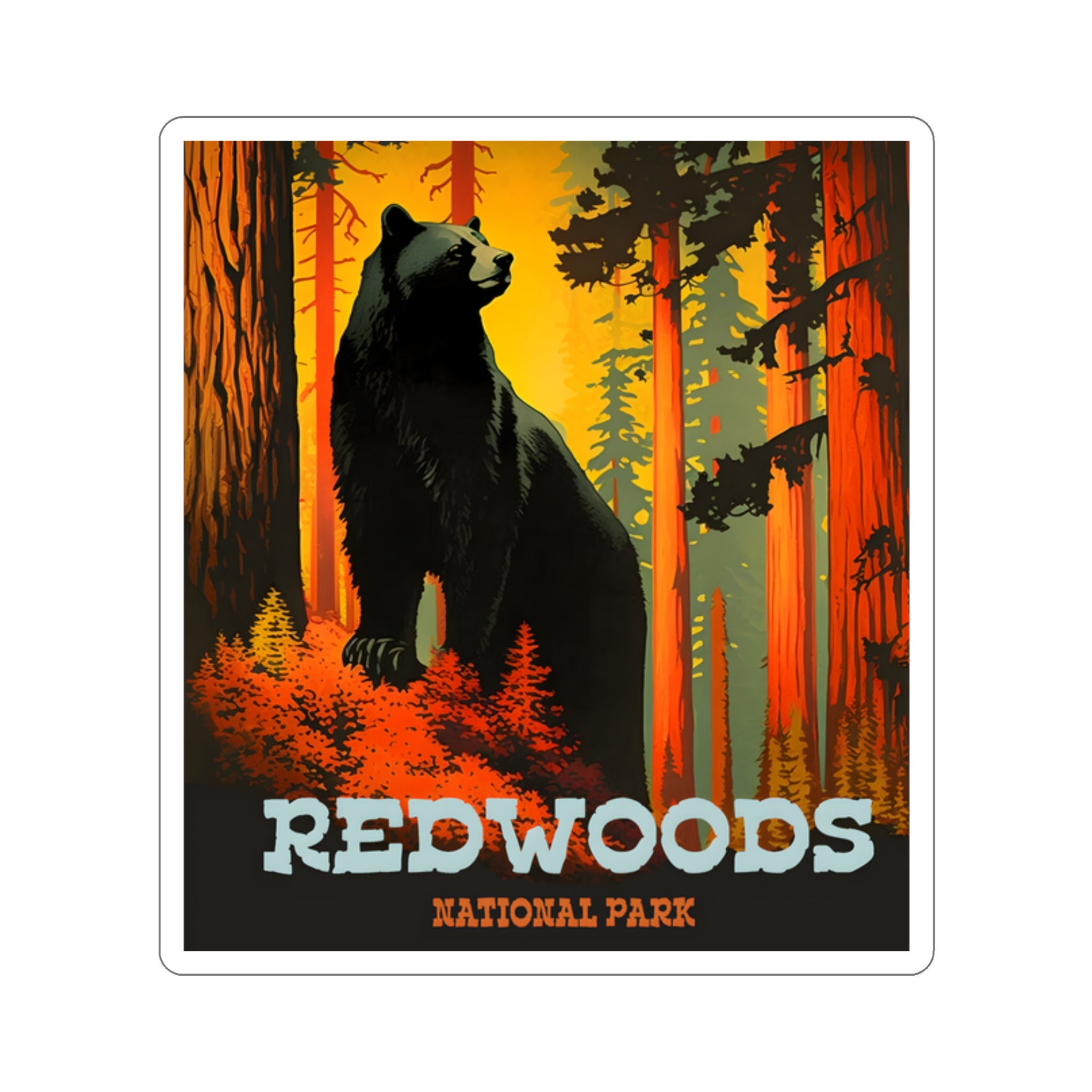 Vintage Retro Redwoods National Park Sticker - Nostalgic Nature Art