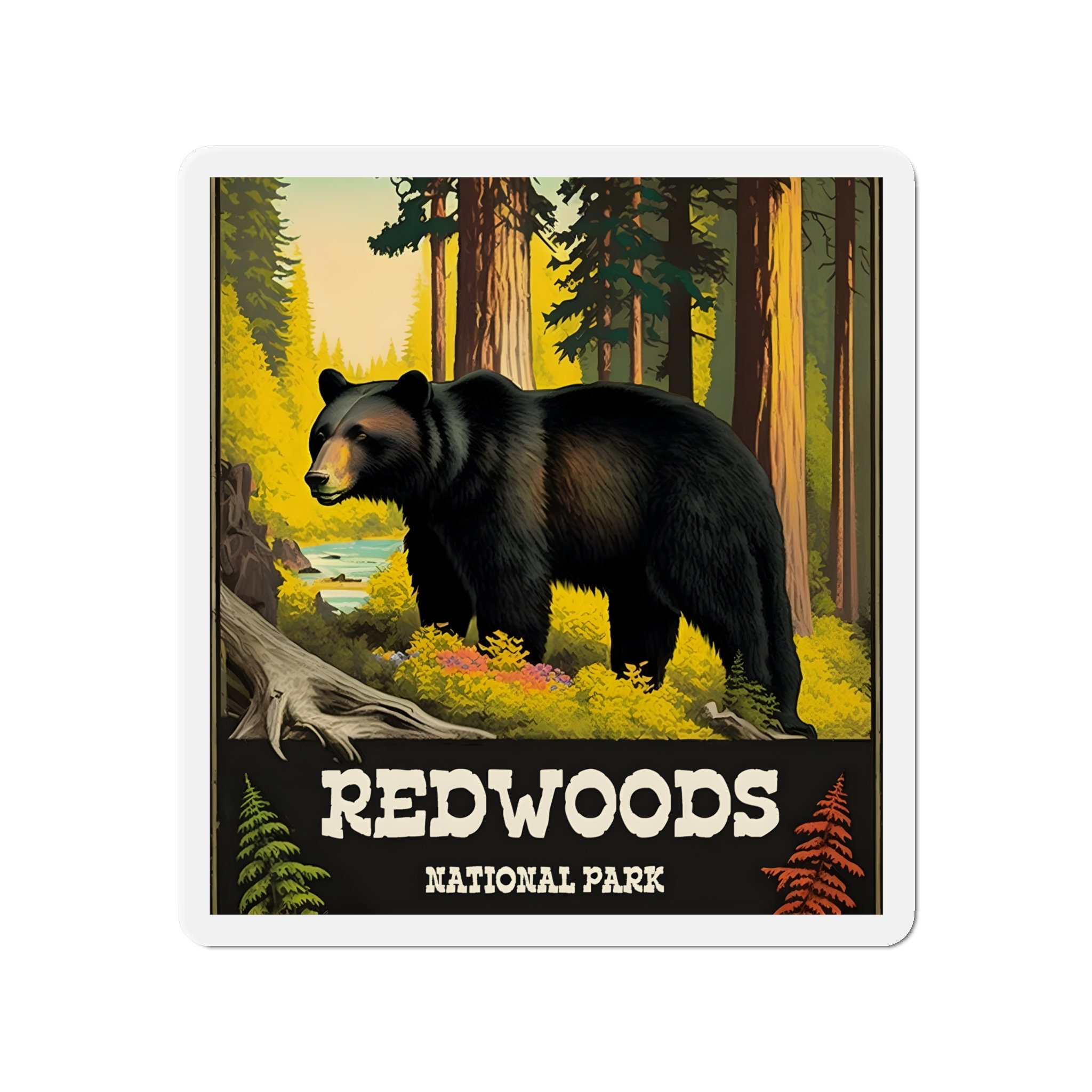 Vintage Retro Redwoods National Park Magnet - 5 Sizes of Nostalgia