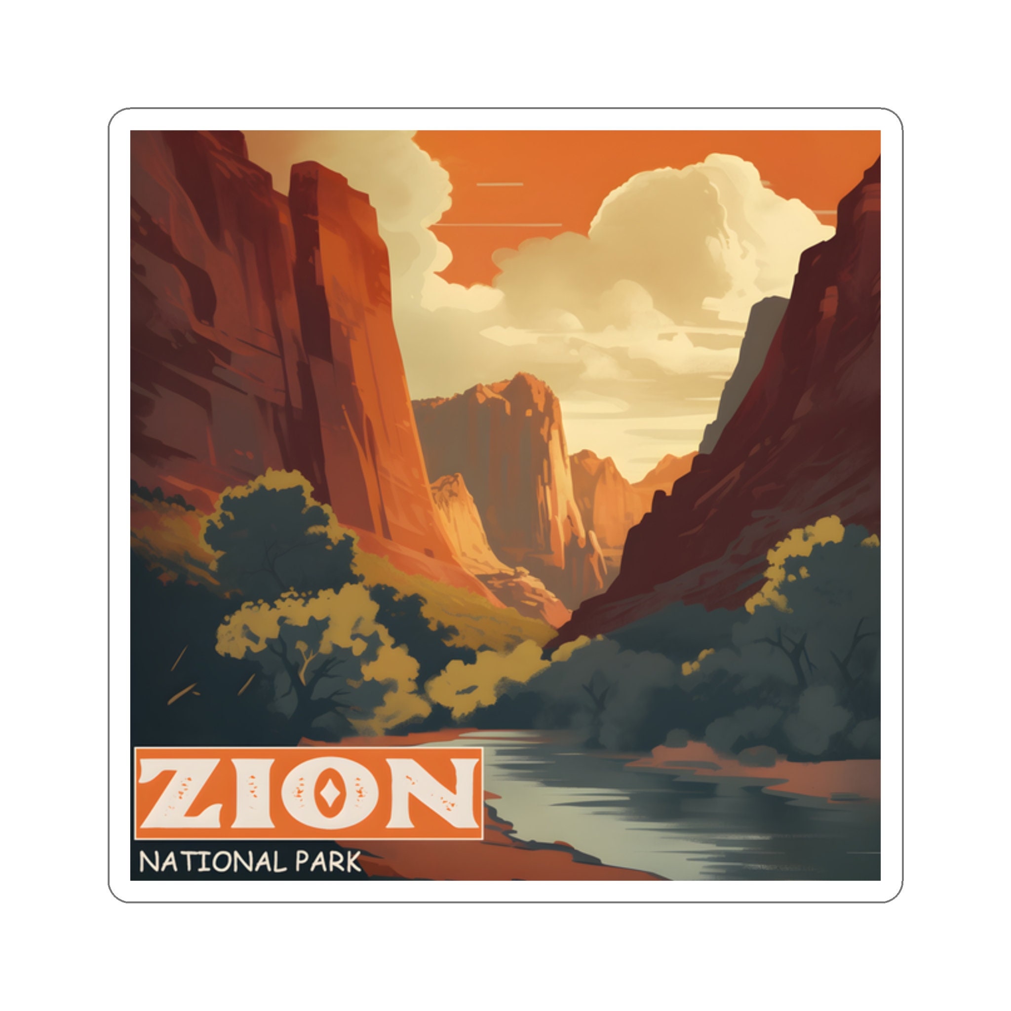 Vintage Zion National Park Sticker - Retro Wanderlust  5 Sizes!