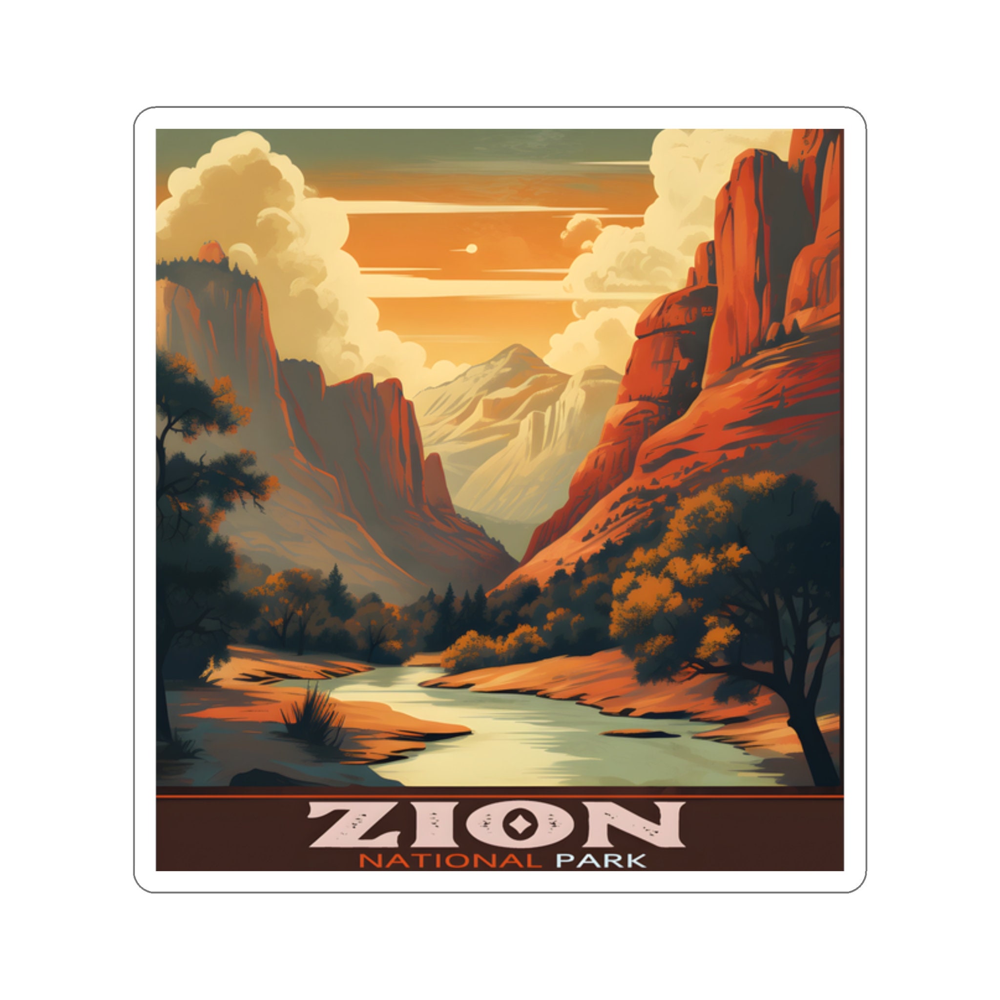 Vintage Zion National Park Sticker - Retro Wanderlust - Available in 5 Sizes