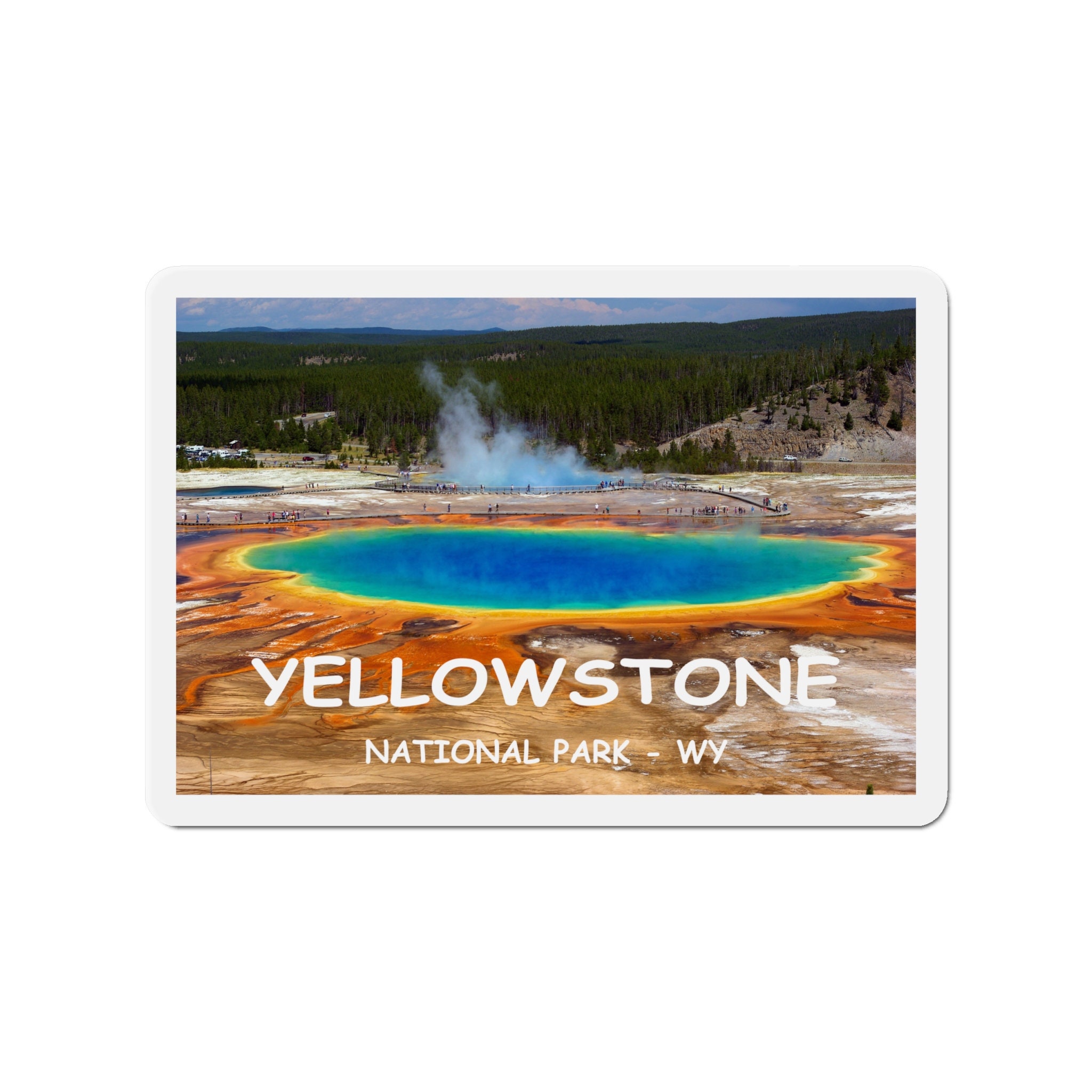 Yellowstone National Park Adventure Magnet - Durable Vinyl, Hand-Drawn Design - 2 to 6 Inches