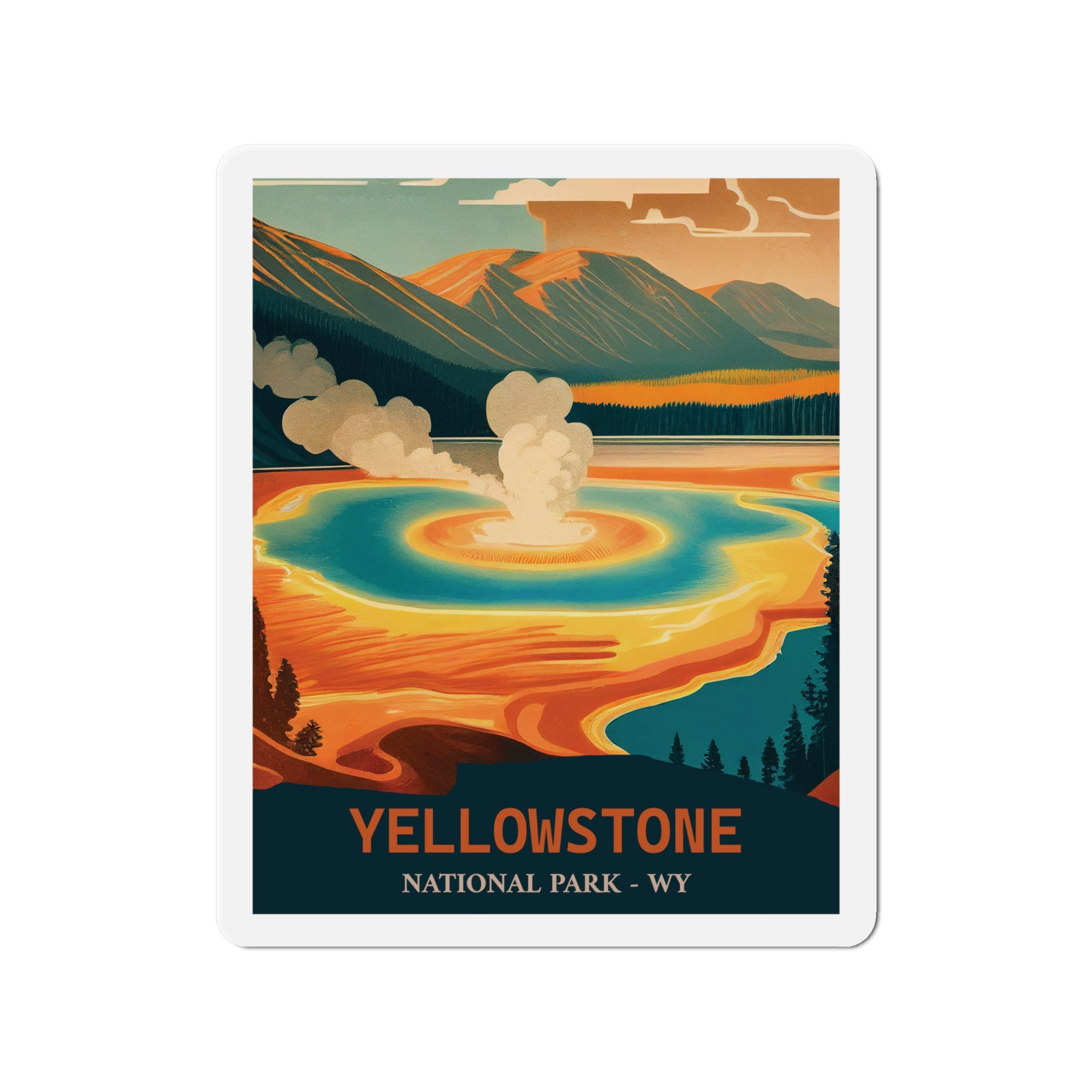 Vintage Old Faithful Magnet - Premium Vinyl, Hand-Drawn Design - 2 to 6 Inches