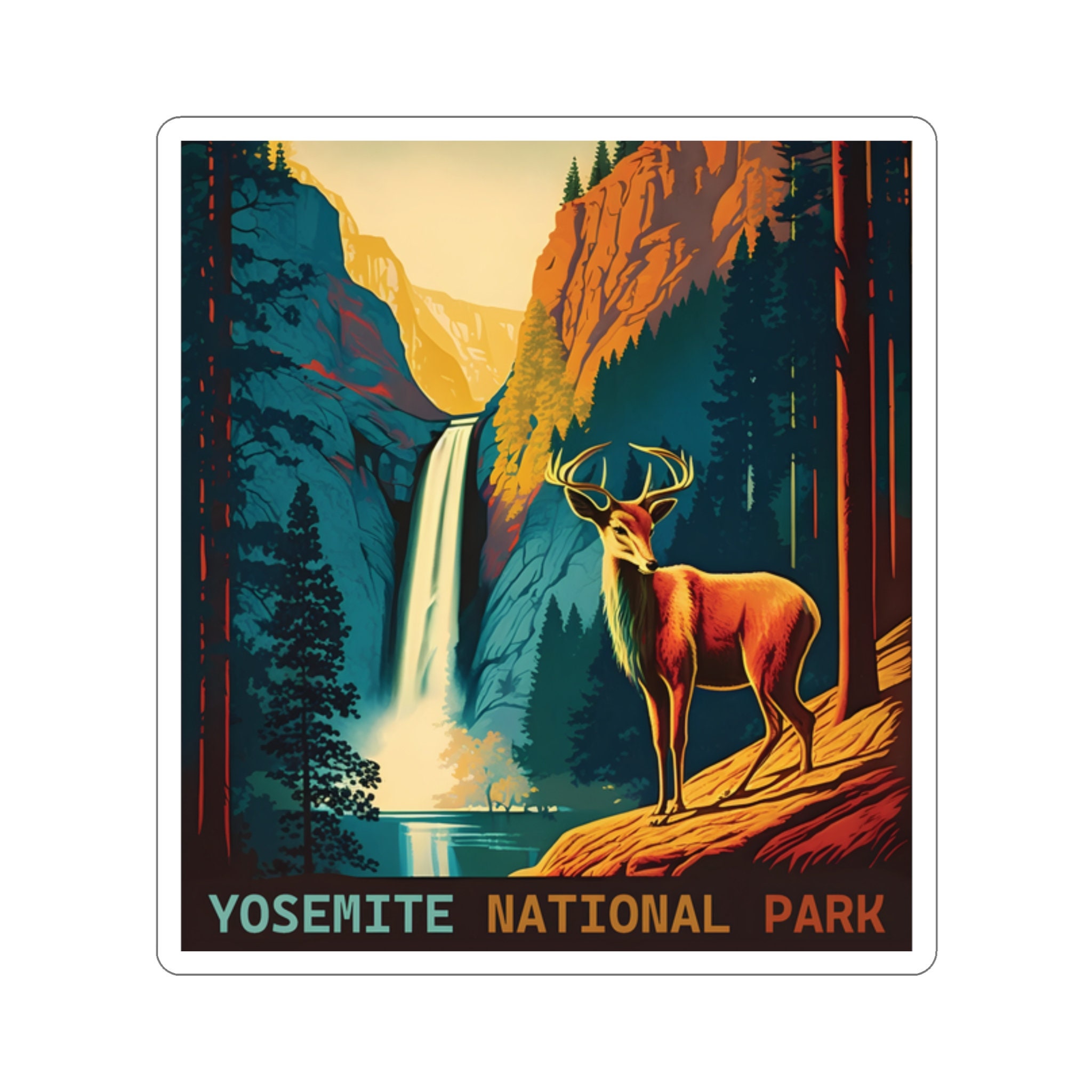 Vintage Yosemite National Park Sticker - Premium Vinyl, Hand-Drawn Design - 2 to 6 Inches