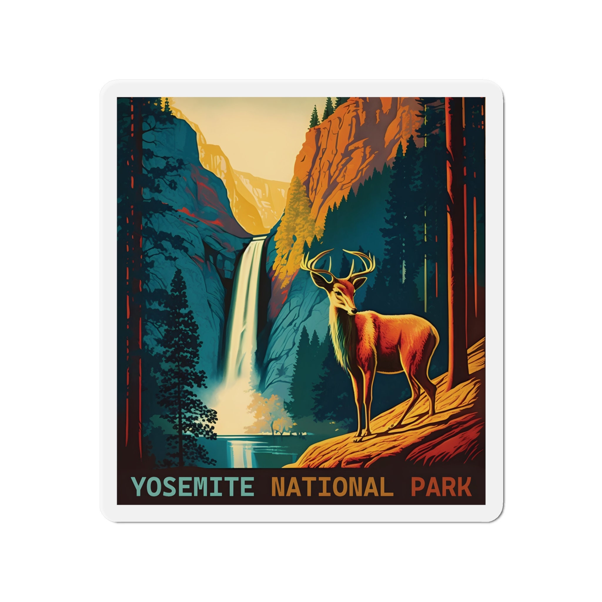 Vintage Yosemite National Park Magnet - Premium Vinyl, Hand-Drawn Design - 2 to 6 Inches
