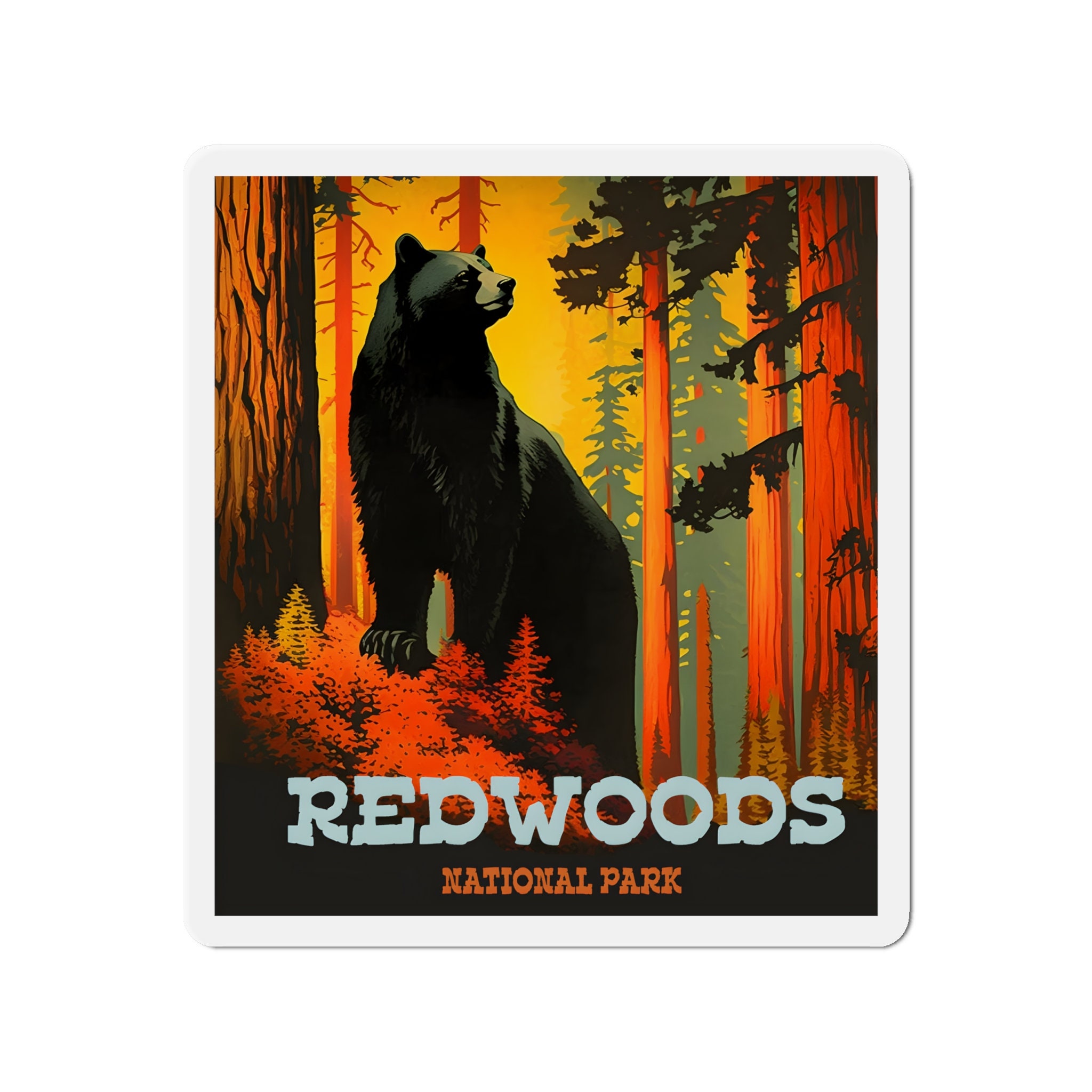 Vintage Redwoods National Park Magnet - Nostalgic Nature Art