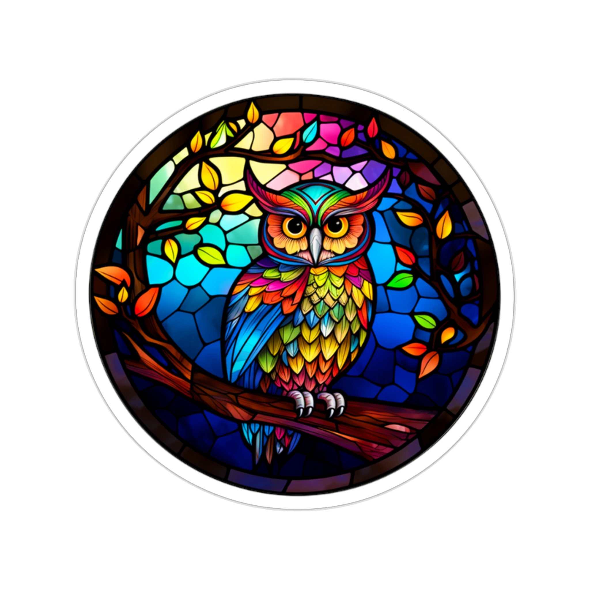 Stained Glass Owl Sticker - Available in 5 Sizes for Every Space