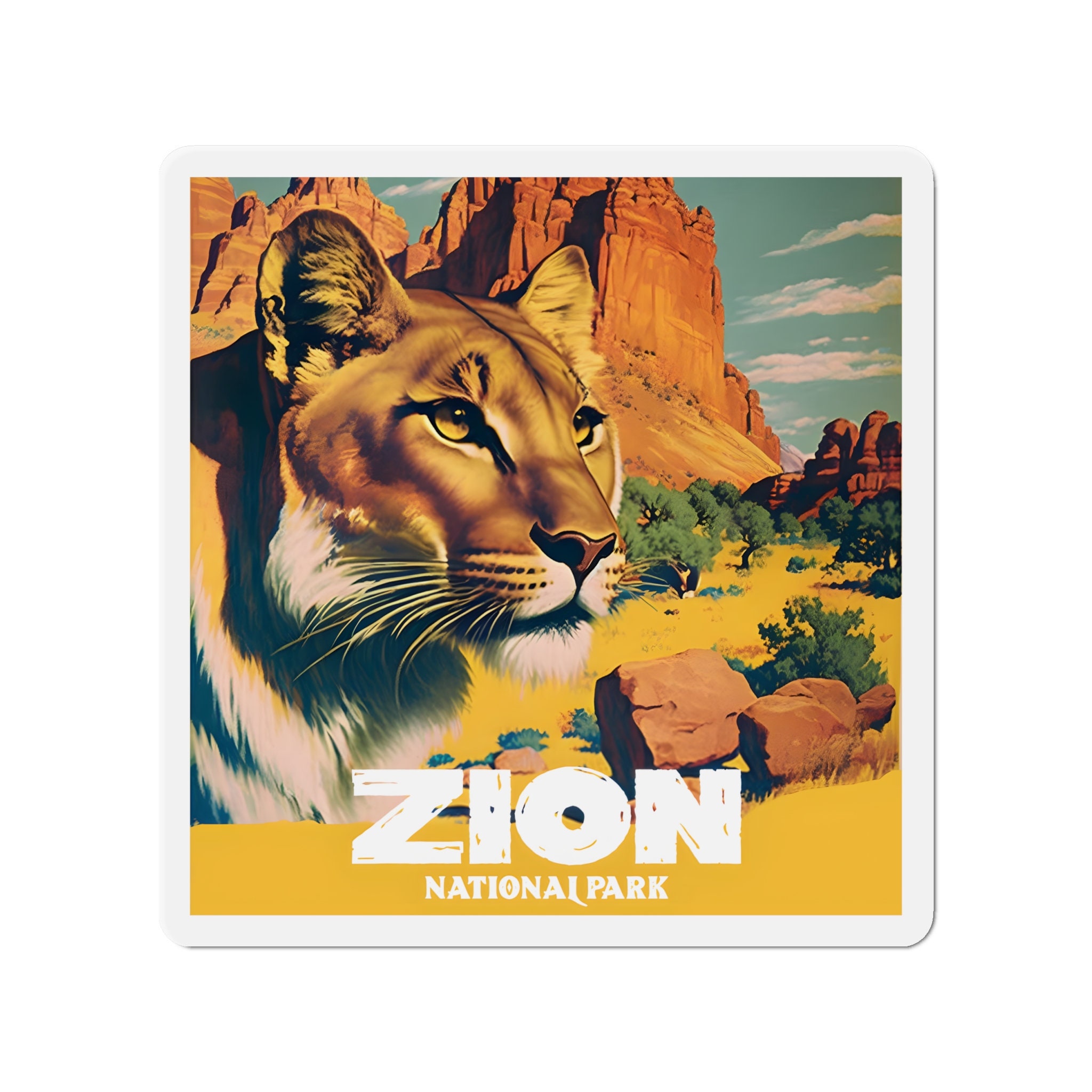 Vintage Zion National Park Magnet - Range of 5 Sizes