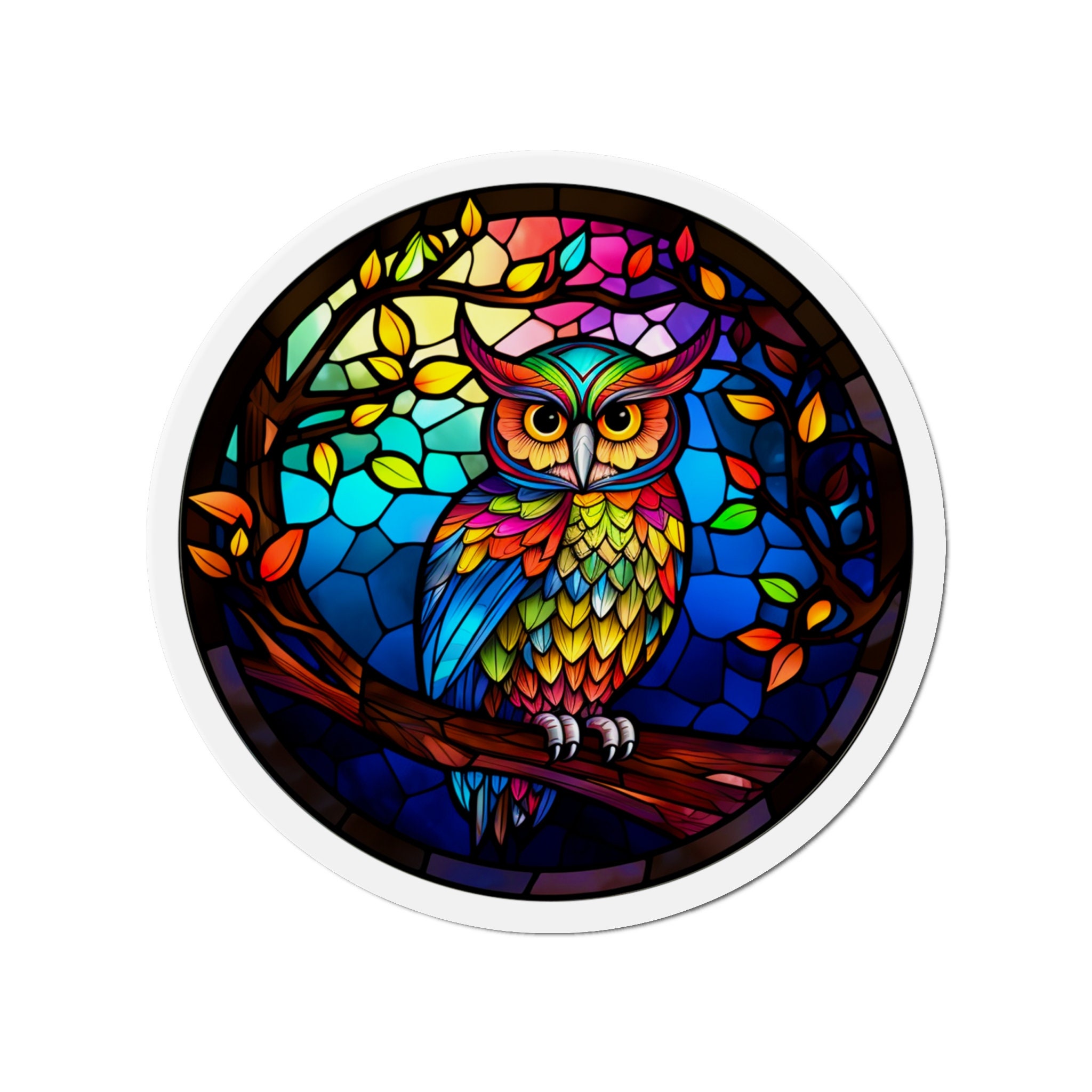 Stained Glass Owl Magnet - Choose from 5 Sizes for Versatile Decor