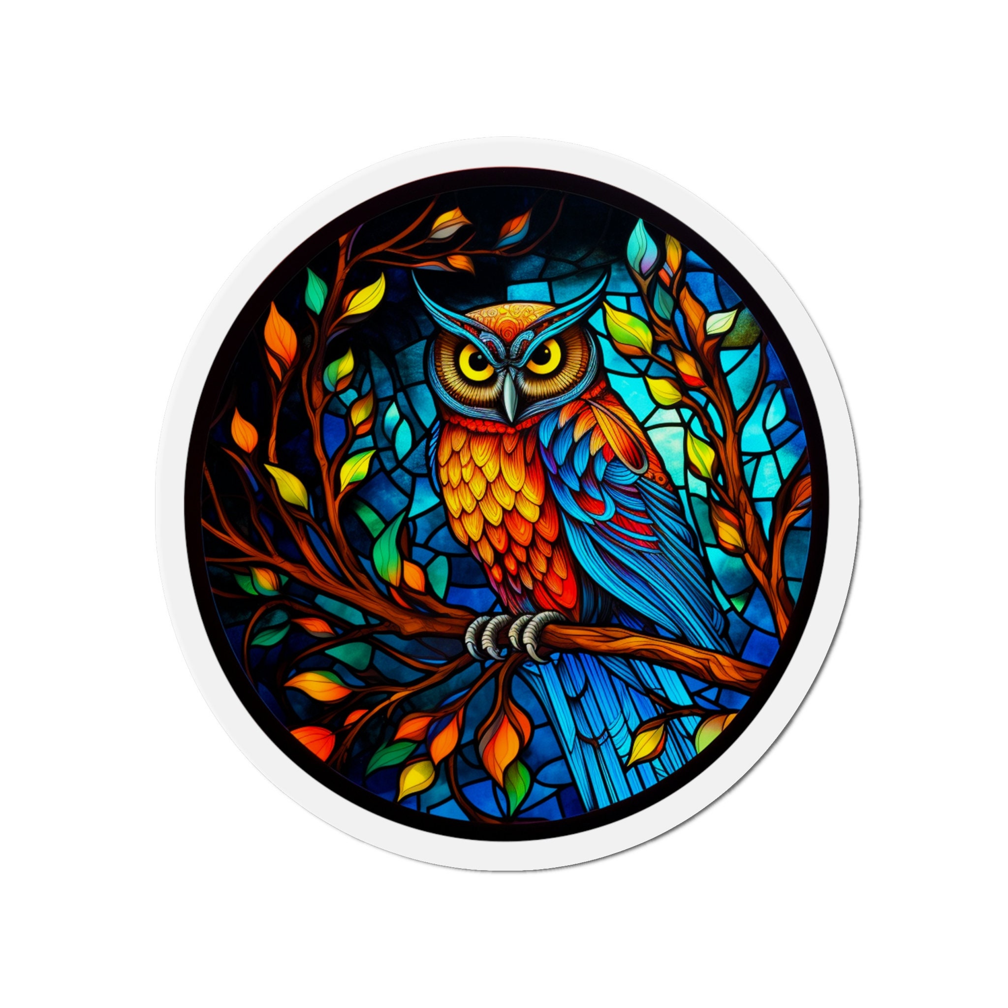 Stained Glass Owl Magnet - 5 Sizes for Diverse Display