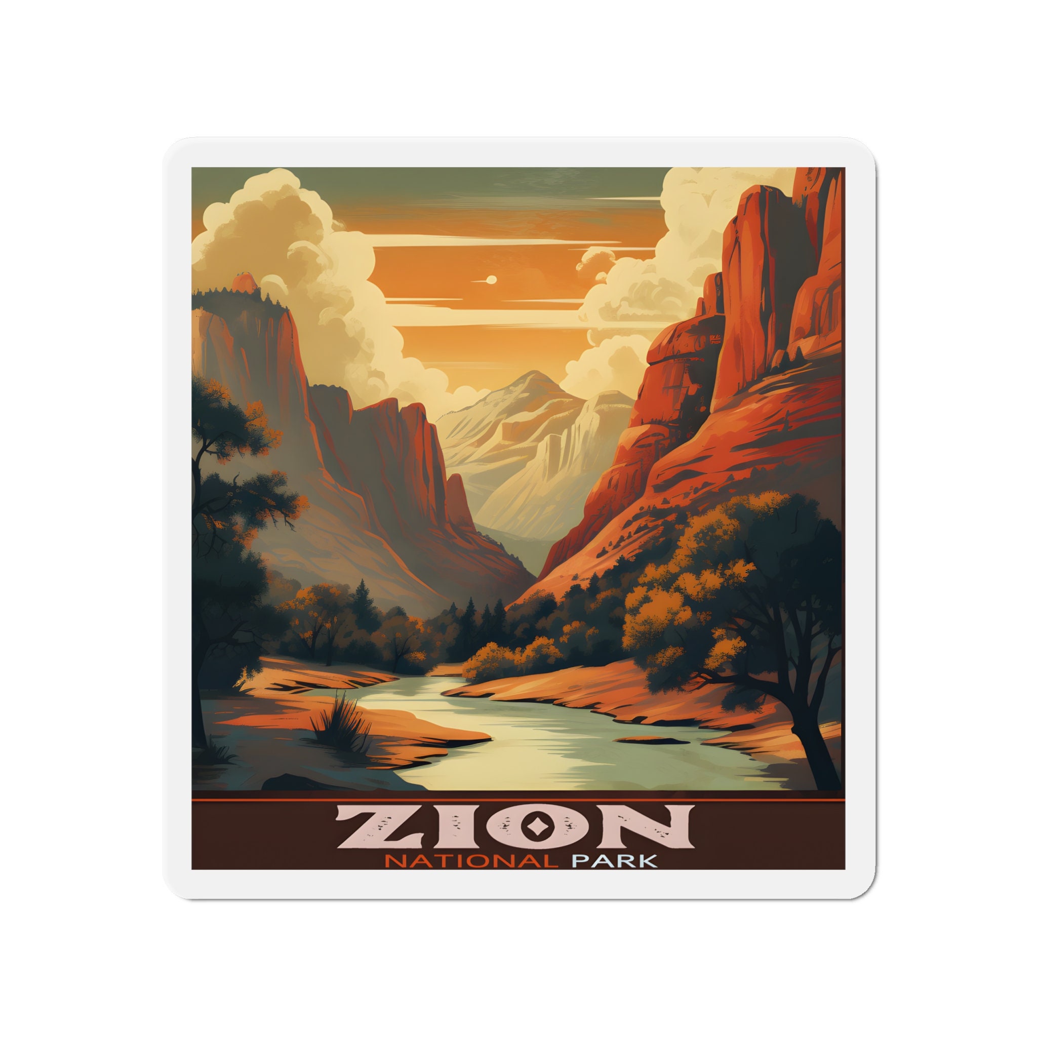 Vintage Zion National Park Magnet - Available in 5 Sizes