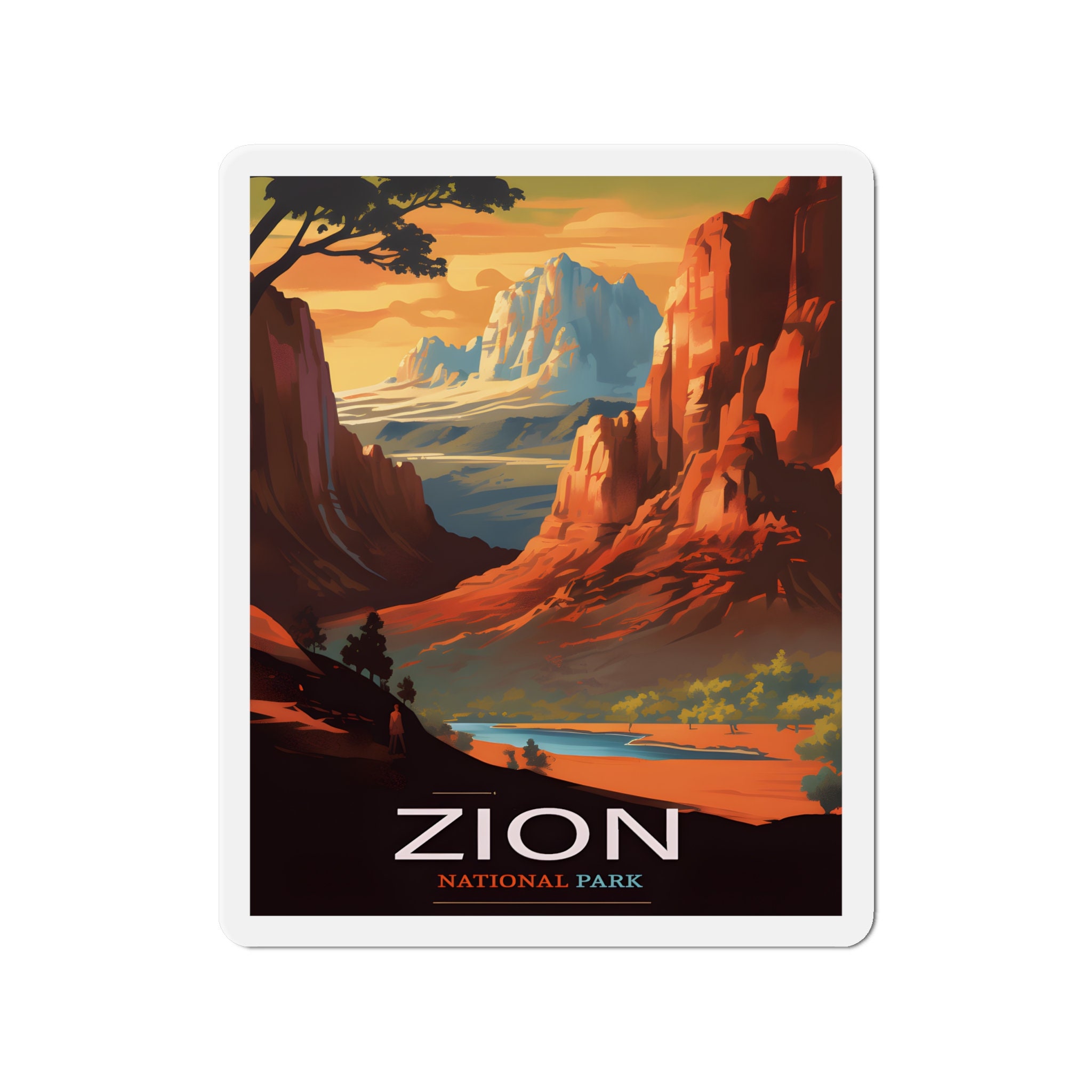 Vintage Zion National Park Magnet - Retro Travel Vibes - 5 Sizes